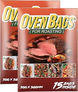 30Counts Cooking Roasting Bags Suitable Size (12 x 15 Inch) Oven Bags for Chicken Meat Fish and Vegetable