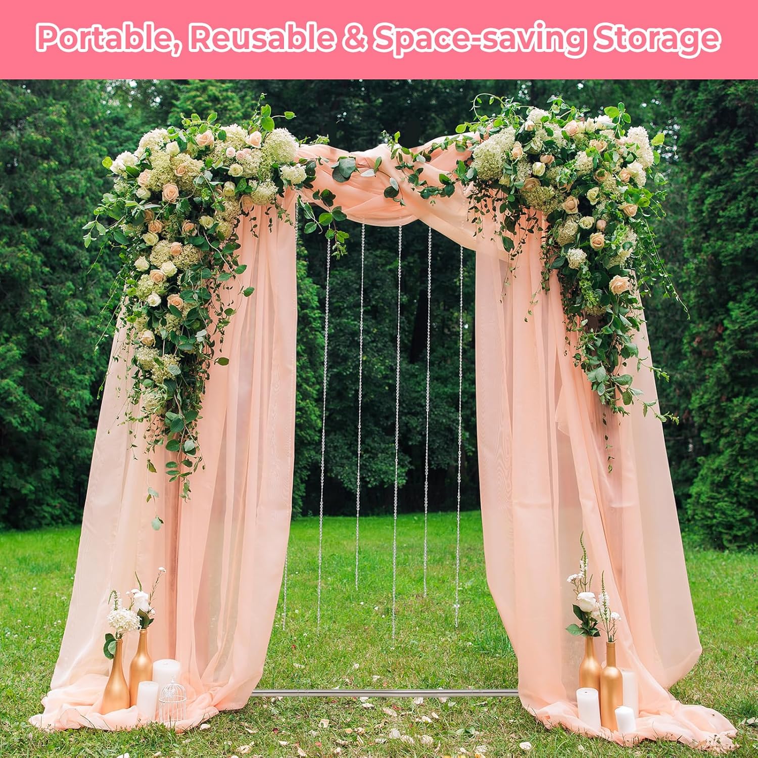 Wedding Arch Backdrop Stand, Heavy Duty 7x6 FT Balloon Arch Stand with Base, Stainless Steel Rust-Proof Metal Flower Arch for Ceremony Garden Party Baby Shower Birthday Decor