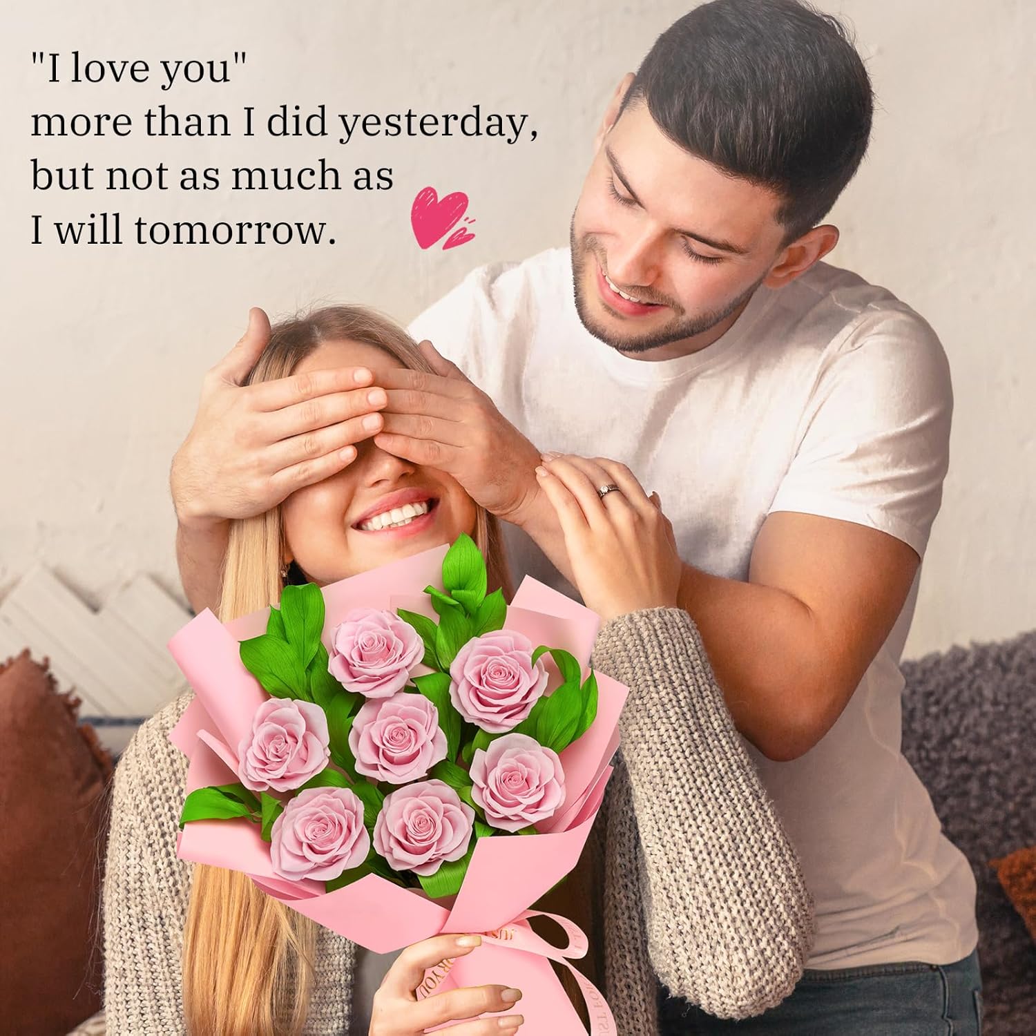 Preserved Flowers Bouquet Flowers for Delivery Forever Real Roses, Long-Lasting | Birthday Gifts for Women, Mom, Wife, Friend | Ideal for Anniversary, Mother’s Day, Graduation (7 Pink Roses) - Image 3