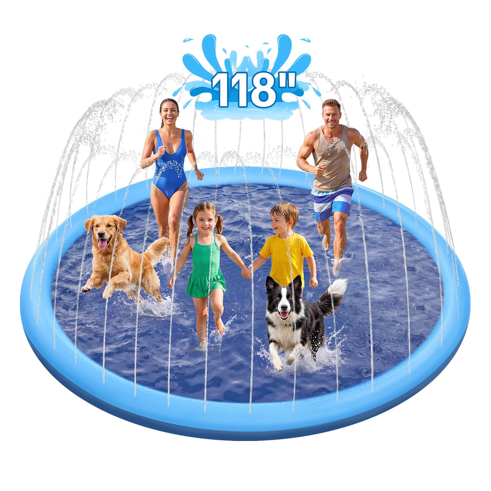 Photo 1 of Splash Pad, 118" Super Large Non-Slip Sprinkler Splash Pad for Kids & Dogs