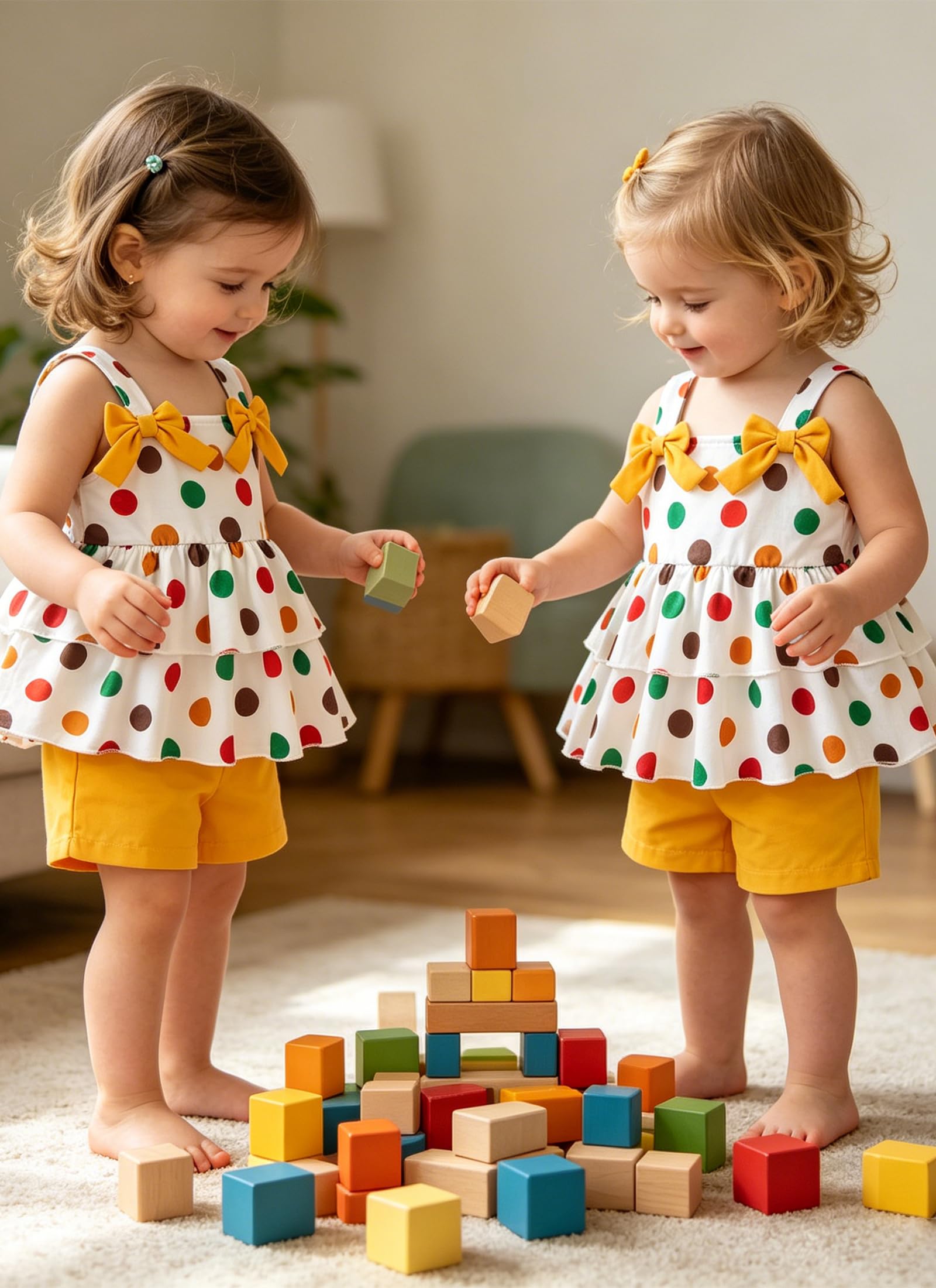 Fanient Bekleidungssets für Mädchen Sommer Kleidung Sets Ärmellos Rüschentop Kurze Hose mit Taschen Süß Freizeitoutfit 2-6 Jahre