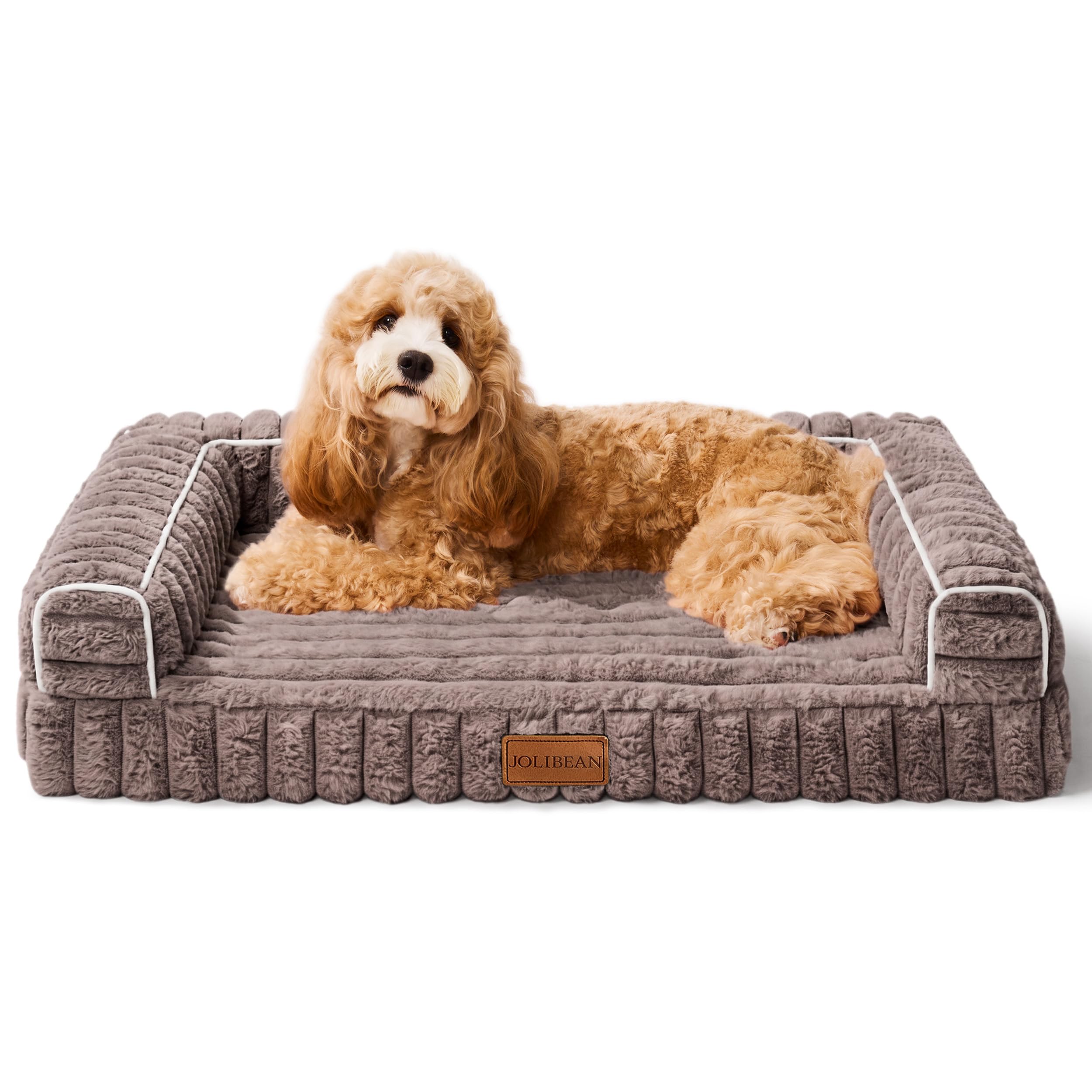 Jolibean Orthopedic Medium Dog Bed Furry Pet bed, Washable Cover 76 x 51 cm