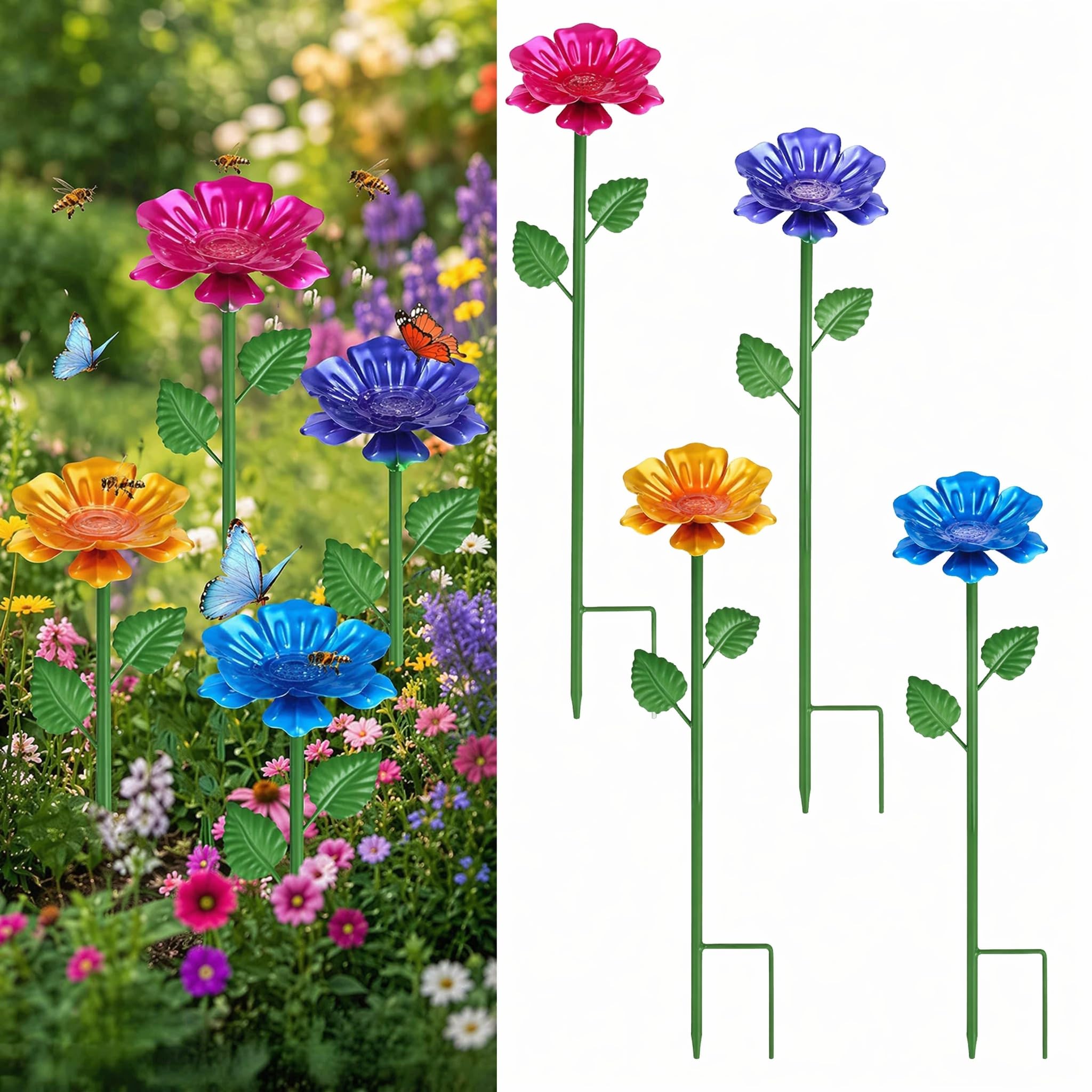 4 Pack Bee Watering Station, Flower Cups for Garden, Butterfly Feeder
