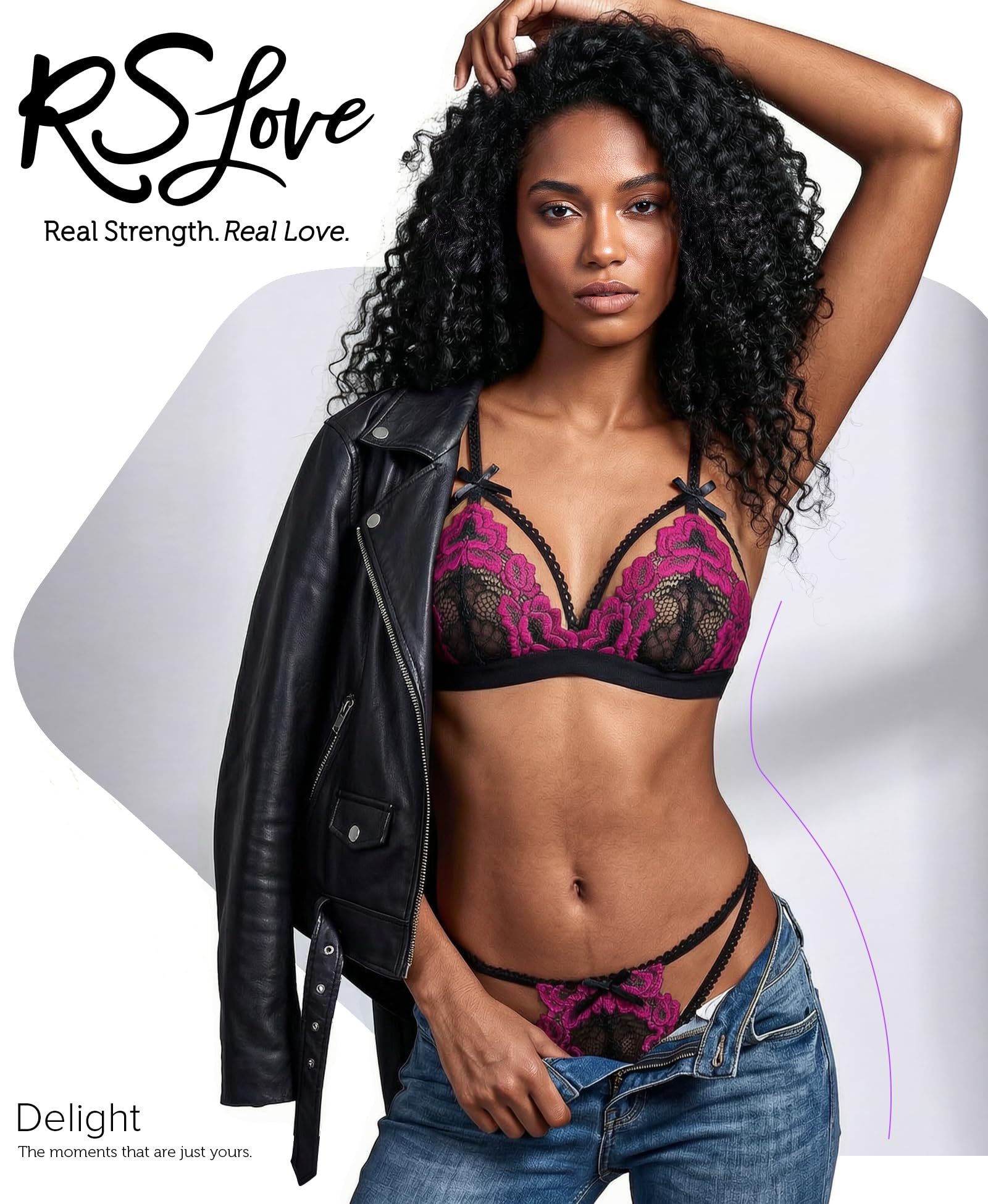 RSLOVE Sexy Femme Ensemble Lingerie Jarretière avec Porte Jarretelles Dentelle Soutien-Gorge et Culotte