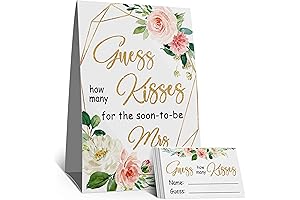 How Many Kisses Bridal Shower Game-Pink Watercolor