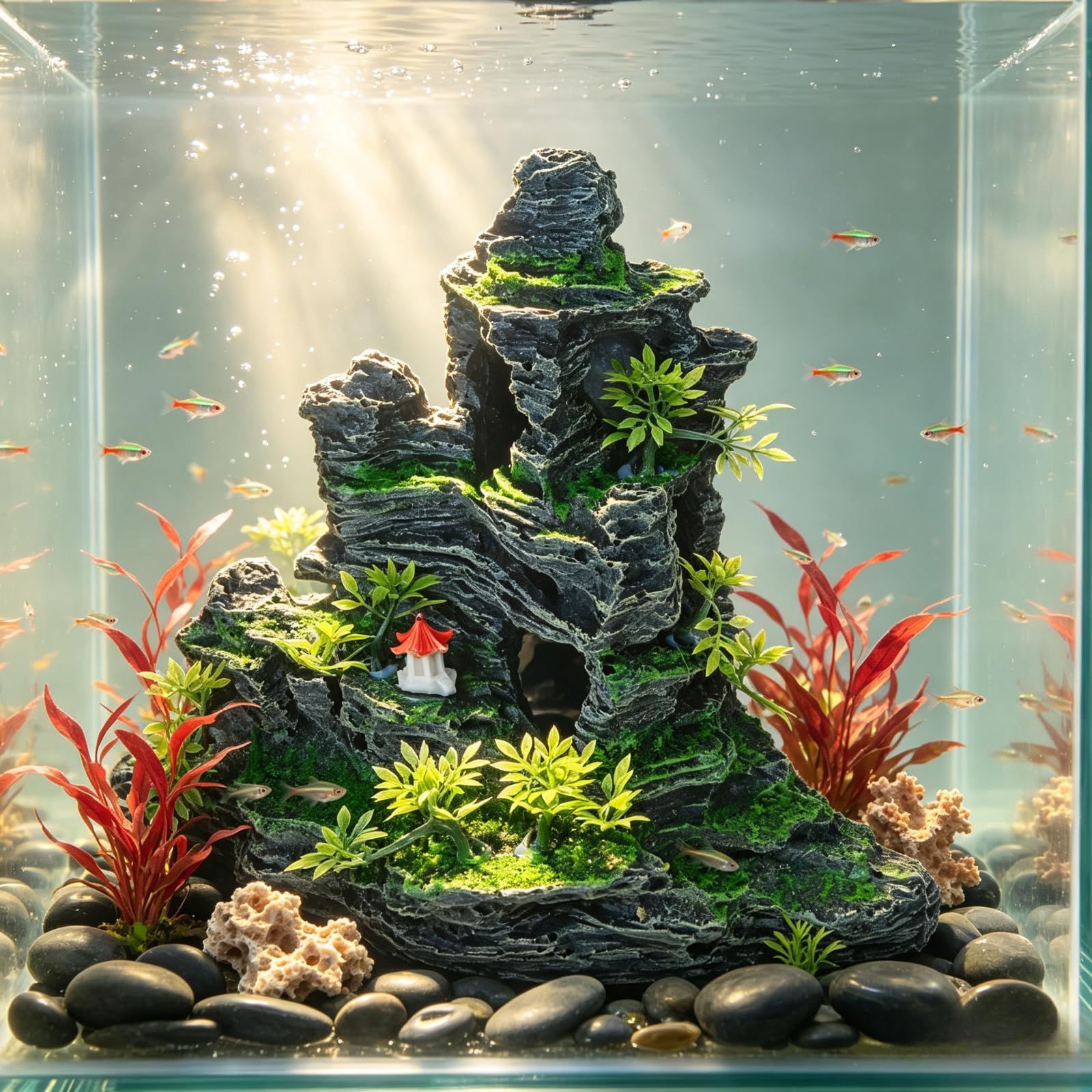 Décorations pour aquarium - Grandes pierres - Décoration thématique pour aquarium (27 x 12 x 26 cm)