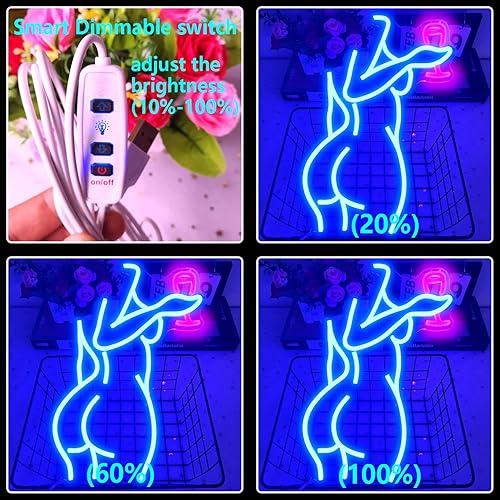 Miniatura 4 de Ajoyferris Señal de neón con texto en inglés "Lady Back", regulable, con luces LED, para dormitorio, hombre, cueva, bar, tienda, hogar, fiesta,