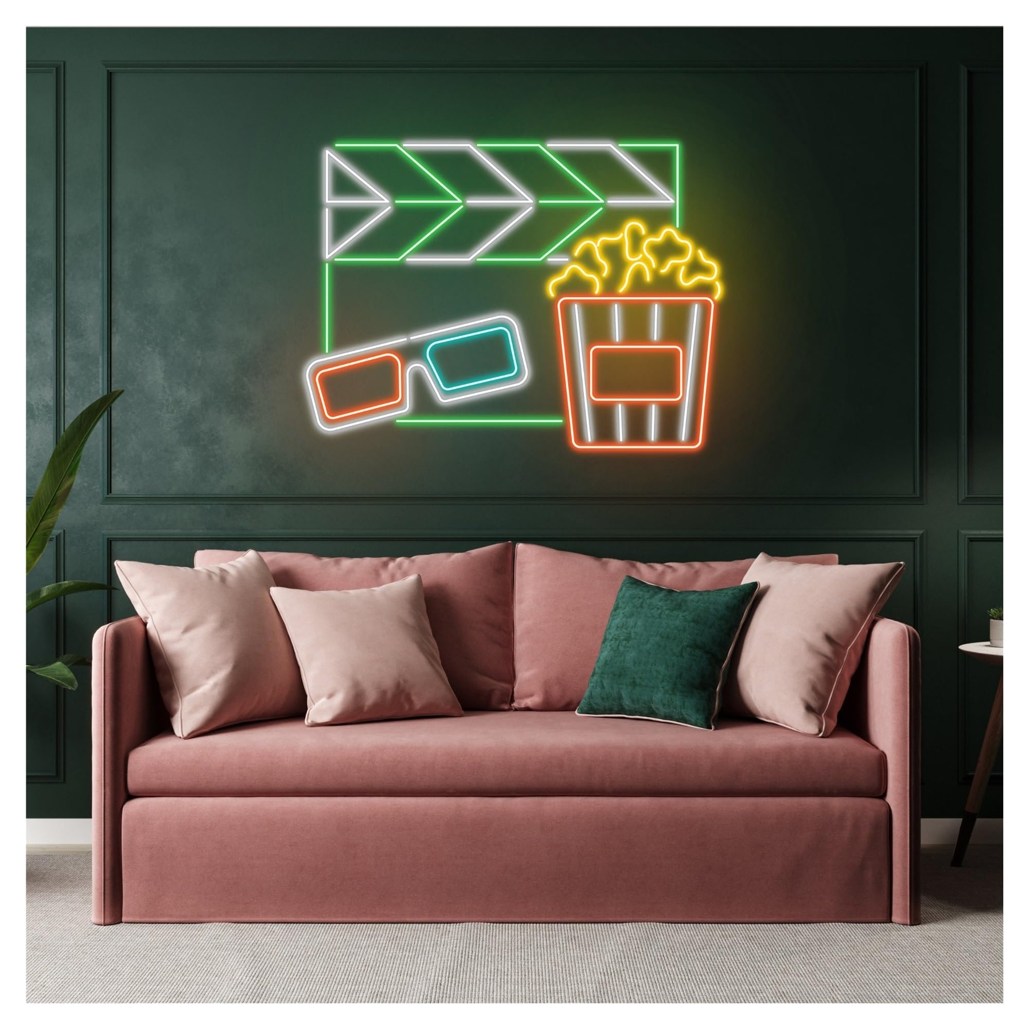 Luci al Neon Da Parete Insegna Al Neon Popcorn Movie Time, Adatta Per Decorazioni Murali Cinematografiche Con Dimmerabile Da 50cm
