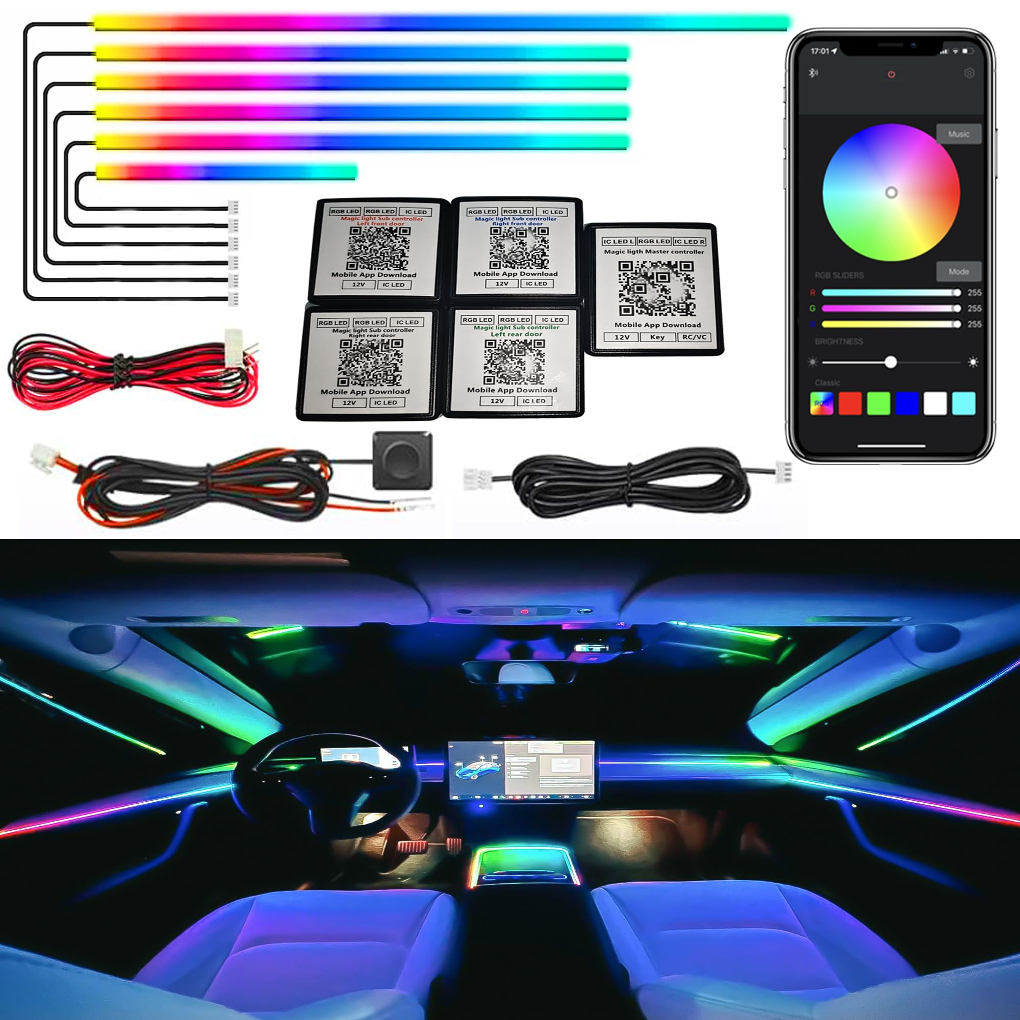 UWDESY Dreamcolor Acrylic Car LED Lights