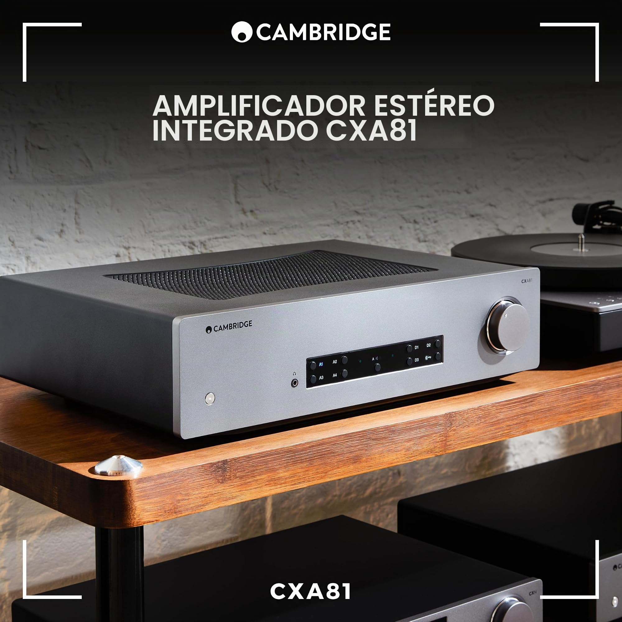 Cambridge Audio CXA81 - Amplificador estéreo integrado independiente de 80 vatios Sistema HiFi con Bluetooth aptX HD y ESS SABRE DAC - Gris lunar