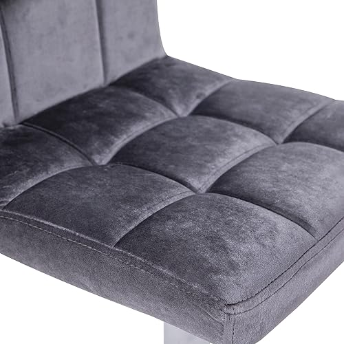 Miniatura 8 de NOBPEINT Taburetes de bar giratorios ajustables con respaldo cuadrado, gris (juego de 4) Negro -,Gris