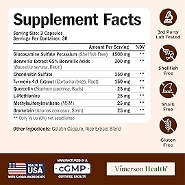 Glucosamine Chondroitin MSM - Joint Support Supplement for Women and Men with Glucosamine Sulfate 1500 mg, Chondroitin and MSM - for Cartilage, Joint Health and Flexibility - 90 Capsules