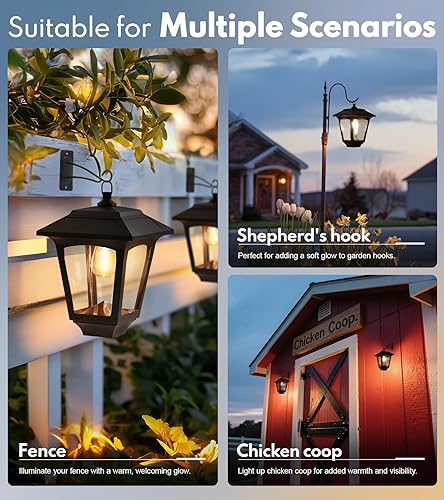 Miniatura 7 de Faroles solares de pared E26 con bombilla reemplazable (negro, 2 piezas)