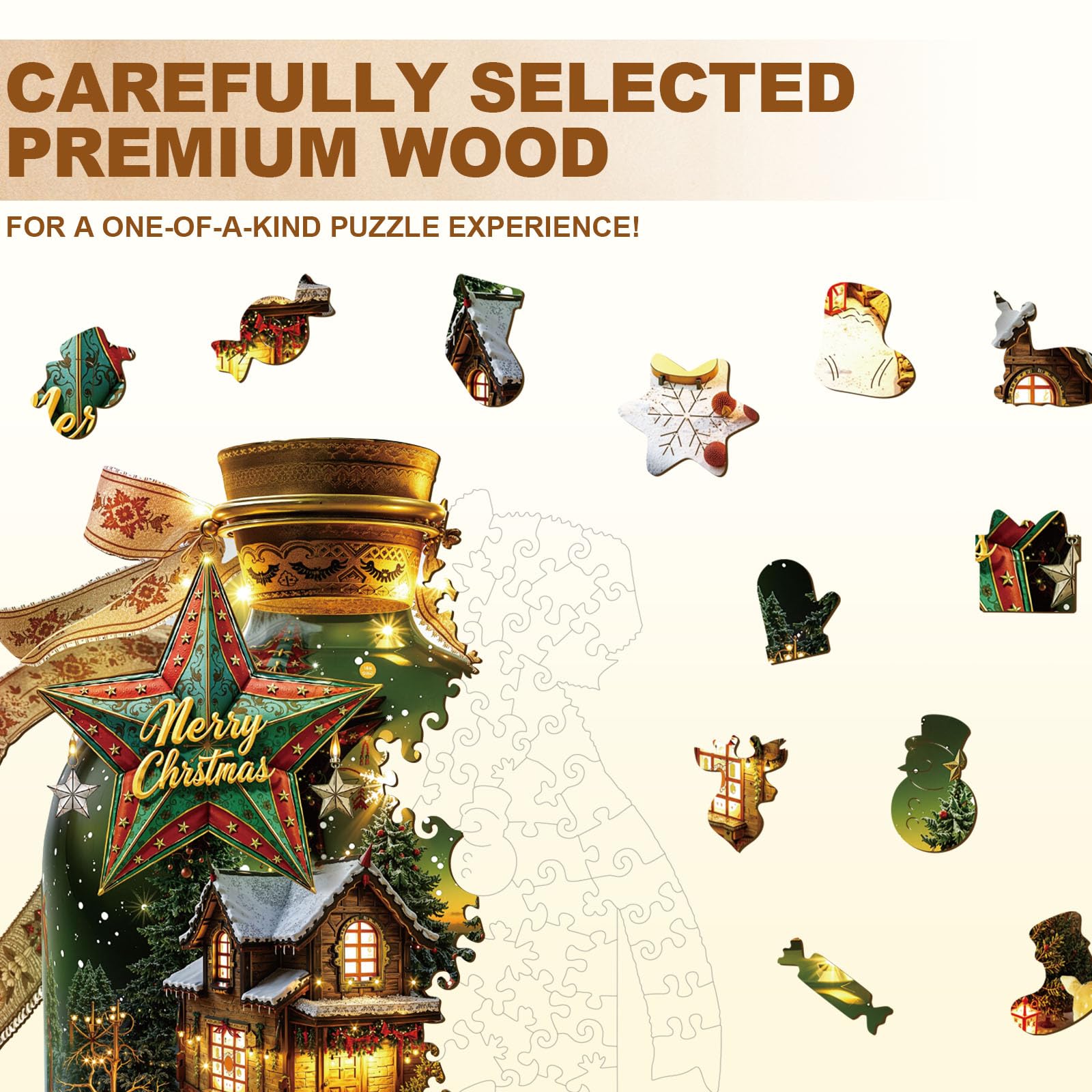 Rompecabezas de Madera para Adultos,370 Piezas Mensaje de Navidad en una Botella Puzzle de Madera,Puzzles para Adultos con Caja de Regalo, Decoración del Hogar
