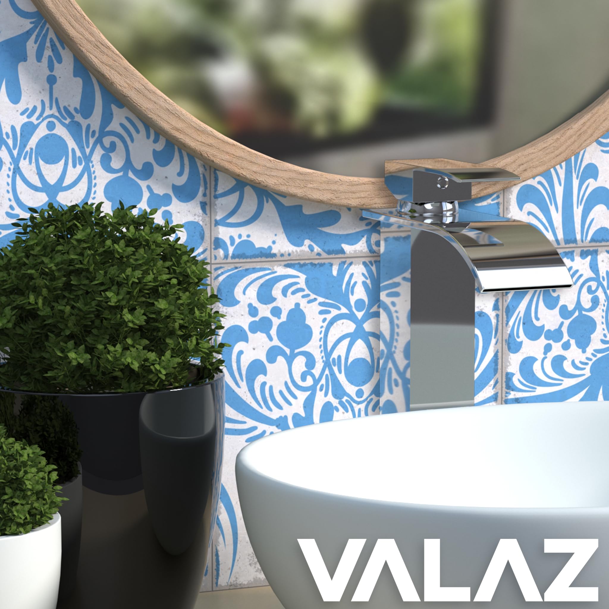 VALAZ Rubinetto Bagno Lavabo Cascata Cromo | Miscelatore Lavabo Bagno Acqua Fredda e Calda, Risparmio Acqua | Installazione Facile e Veloce | Ottone, Inossidabile, Elegante, Serie Aljibe
