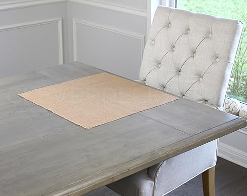 Miniatura 4 de CleverDelights Cuadrados de arpillera de 20 pulgadas, paquete de 4, arpillera de yute de alta calidad, bordes acabados, 20 x 20 pulgadas