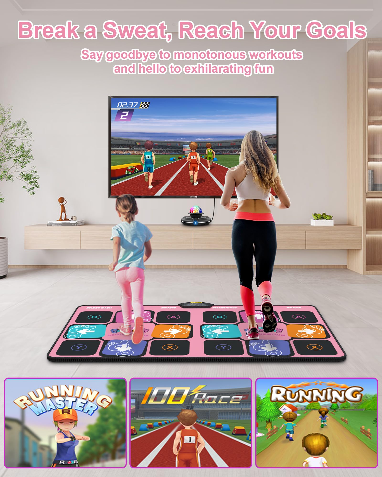Flanell Tanzmatte, Interaktive Tanzmatte für TV mit Kamera und Wireless-Controller, perfekt für Erwachsene und Kinder, für Mädchen und Jungen