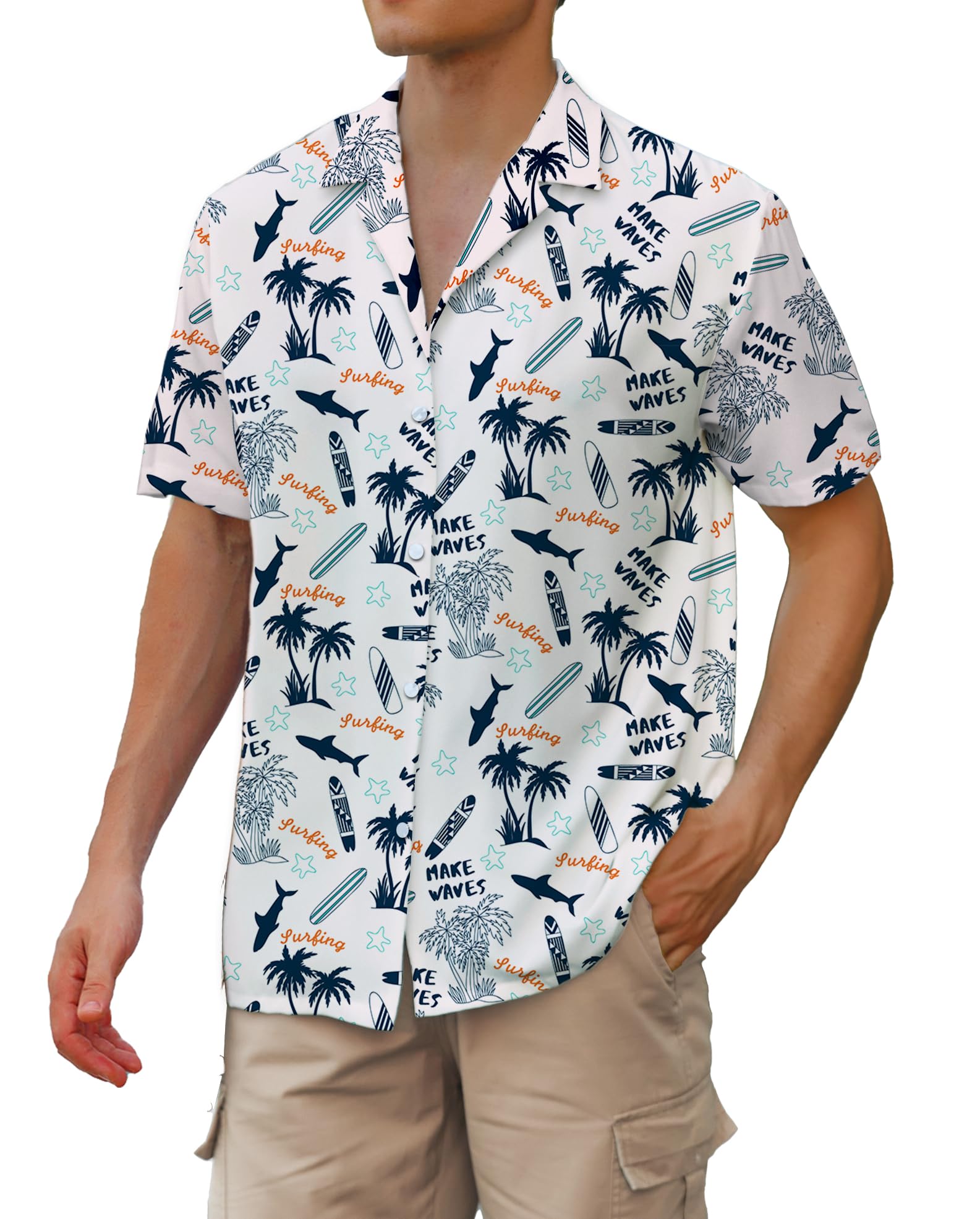 Cromoncent Hawaiian Shirt for Boy&amp;Men Short Sleeve Cuban Collar Tropical Holiday Summer Beach Shirts
