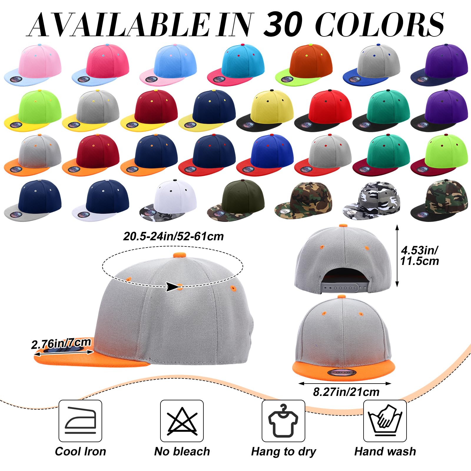 Syhood 30 cappelli snapback da uomo piatti Bill Caps Bulk Hip Hop vuoto tesa piatta regolabile berretti da baseball