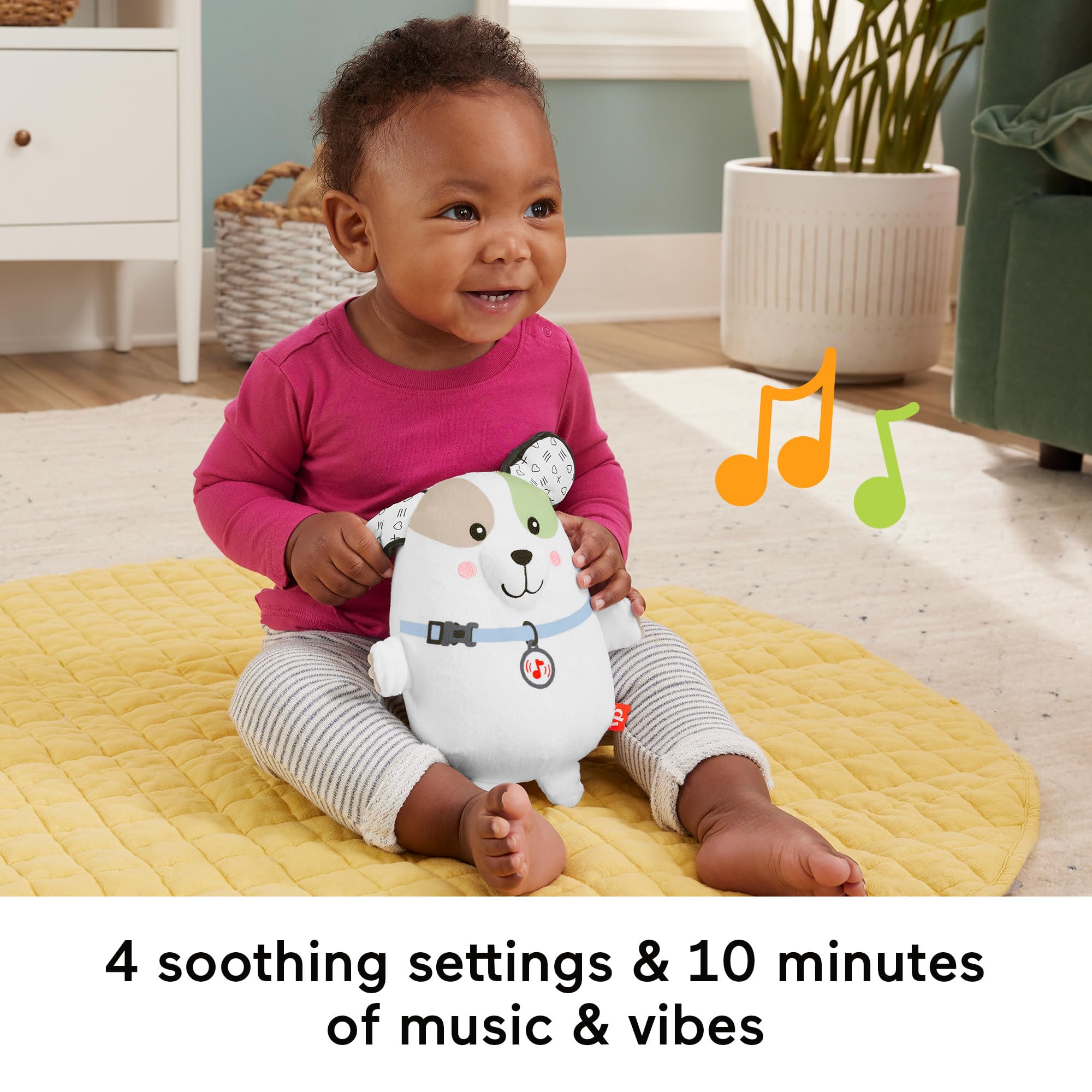 Fisher-Price Baby Plush Toy Calming Vibes Puppy Soother Portable Sound Machine for Newborns HTJ68 - Image 3
