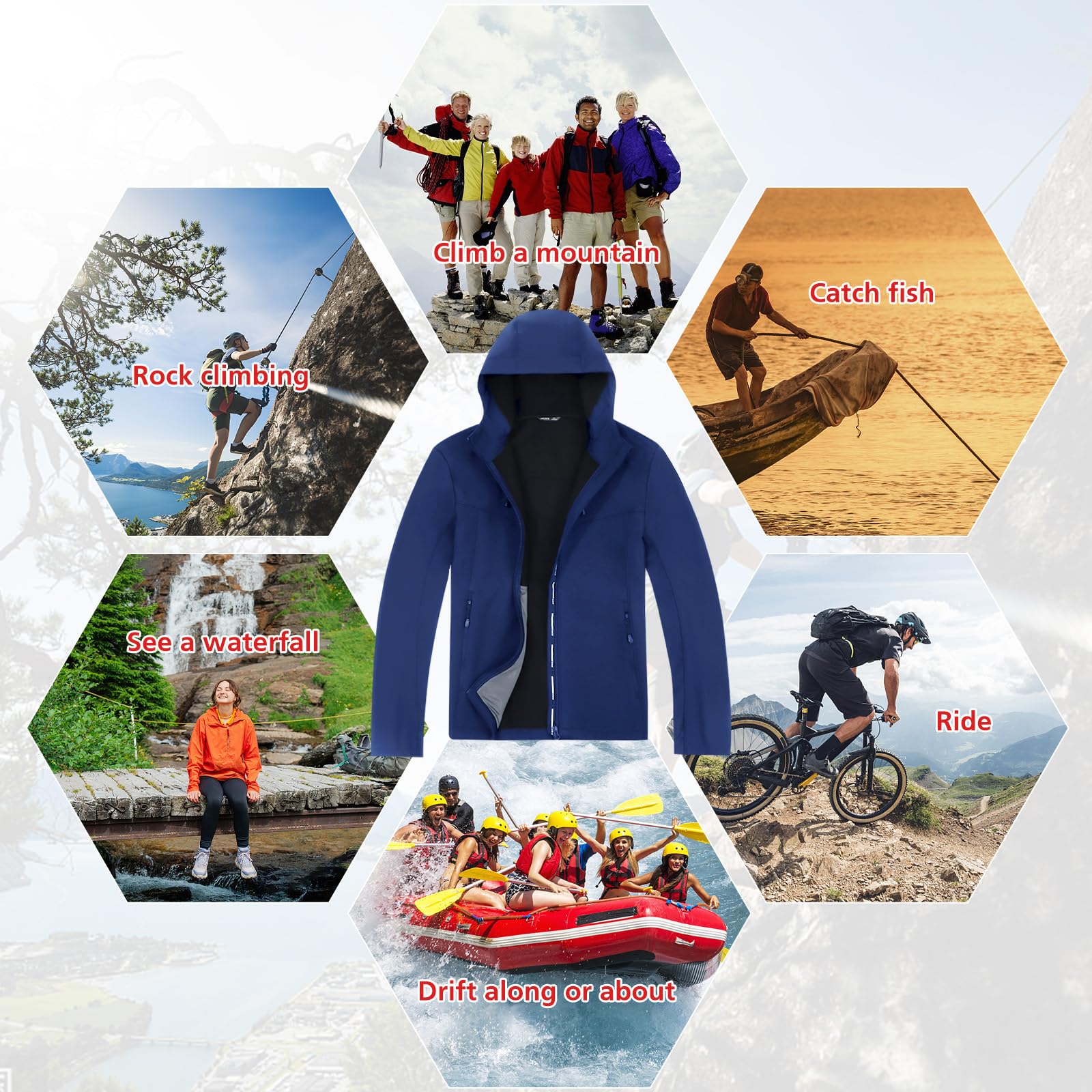 Hommes Veste Chaude Softshell Doublée Polaire Extérieur Imperméable Veste À Capuche Résistante À L’eau Coupe-Vent Décontracté Pour Marche Randonnée Camping