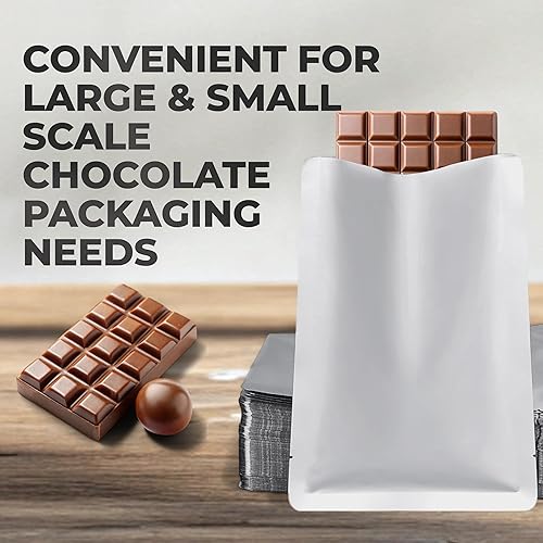 Miniatura 7 de Skywin Paquete de 100 envoltorios de chocolate con sellado térmico (paquete de 100), color plateado, envoltorios de barra de chocolate de 4 x 6