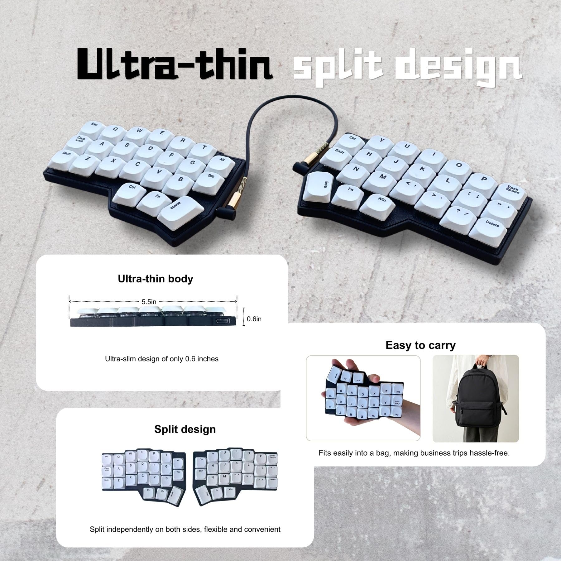 Amazon | SZRKBD エルゴノミック スプリットメカニカルキーボード 有線