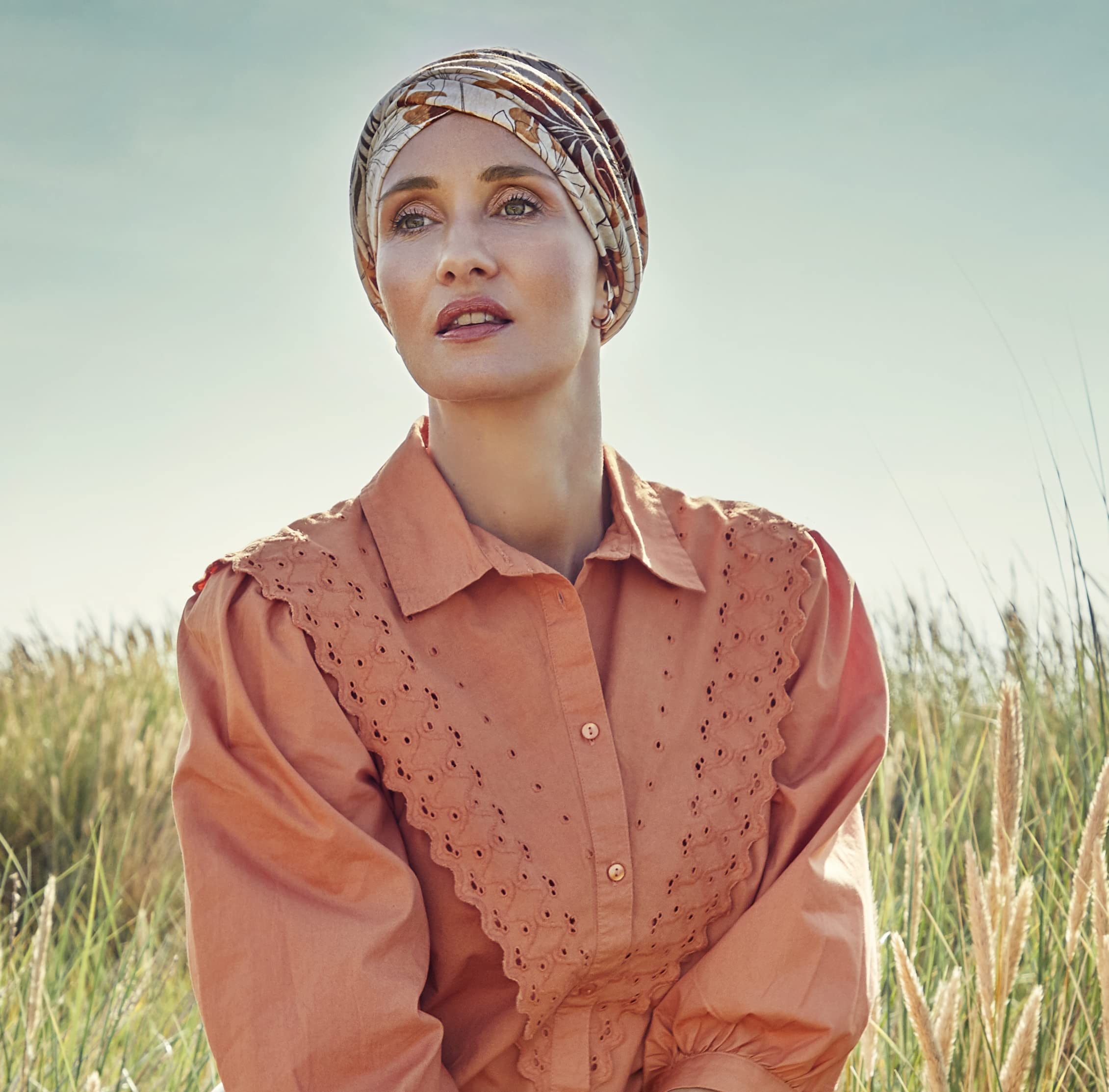 Christine Headwear Shakti-Turbante con Motivo Stampato Fascia per la Testa, Foglie Beige, Taglia Unica Donna