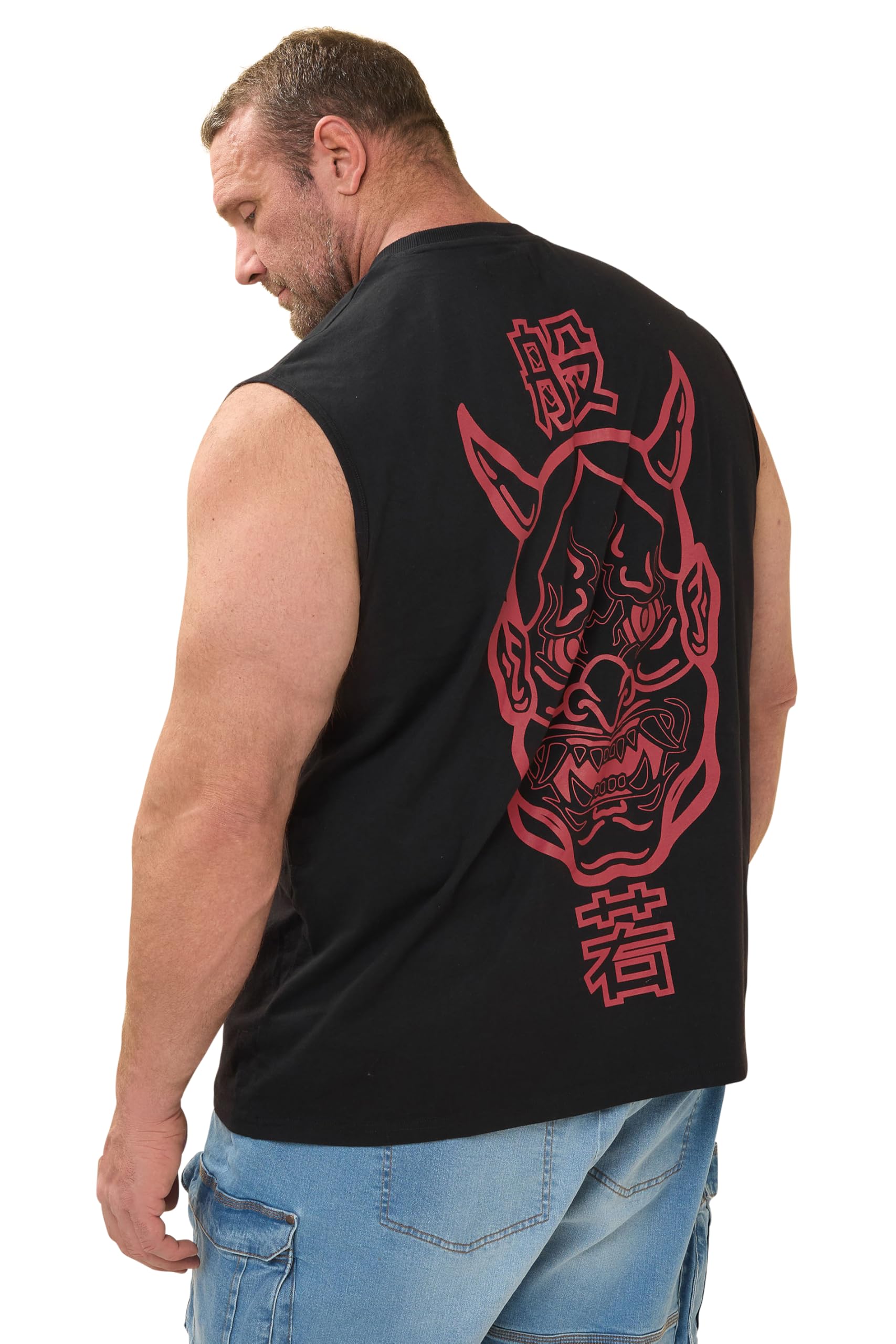 BadRhino Mens Black Cotton Graphic Print Vest Top - XXXL