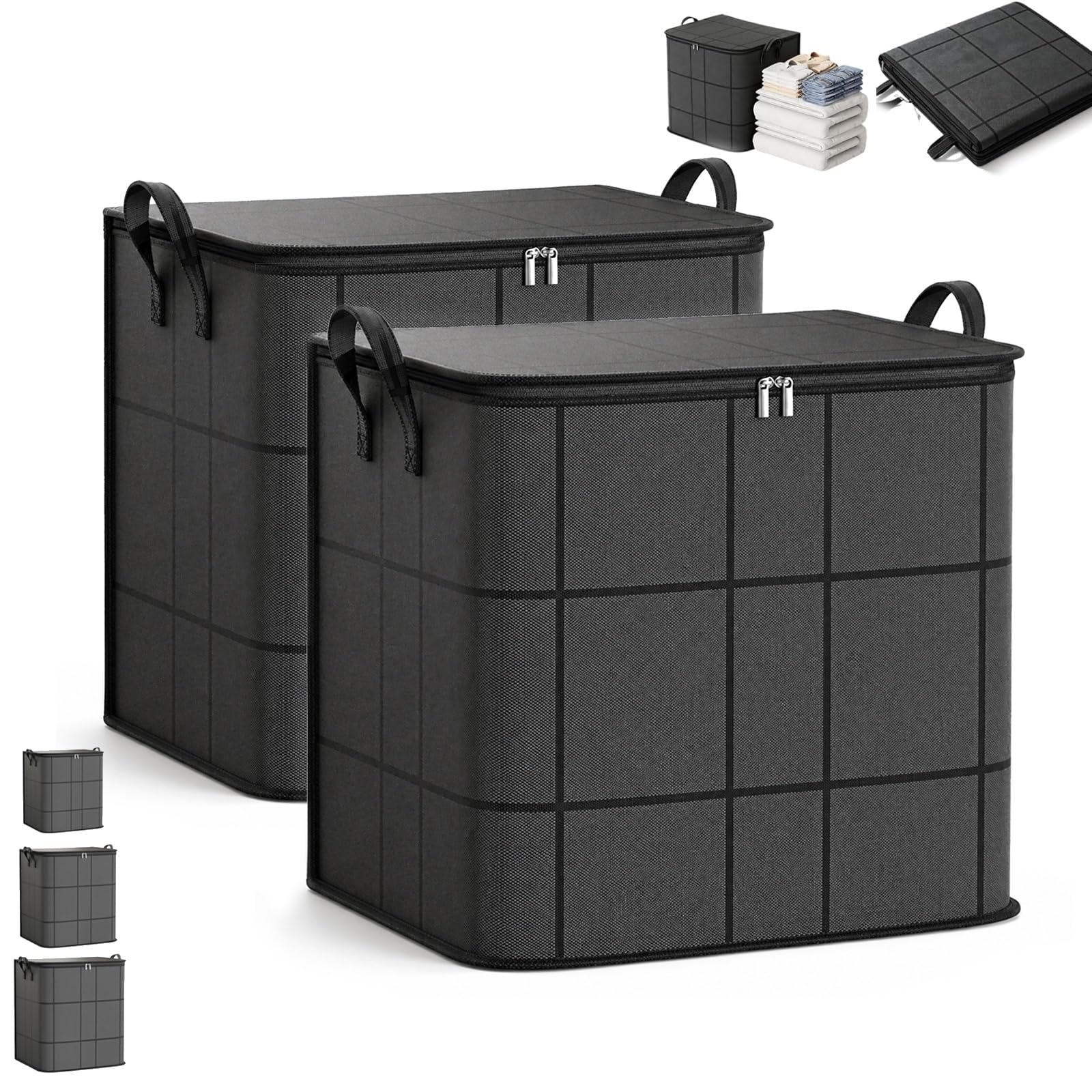 Capiente Contenitore Per Traslochi E Stoccaggio | Organizer In Tessuto Di Grande Capacità Con Cerniera Biancheria Da Letto E Vestiti; Sacche Pieghevoli Antipolvere(2PCS,100L)