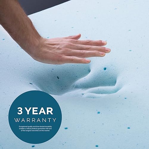 Miniatura 6 de Espuma viscoelástica de gel de 3pulgadas para poner arriba del colchón marca Lucid Memory Foam Azul