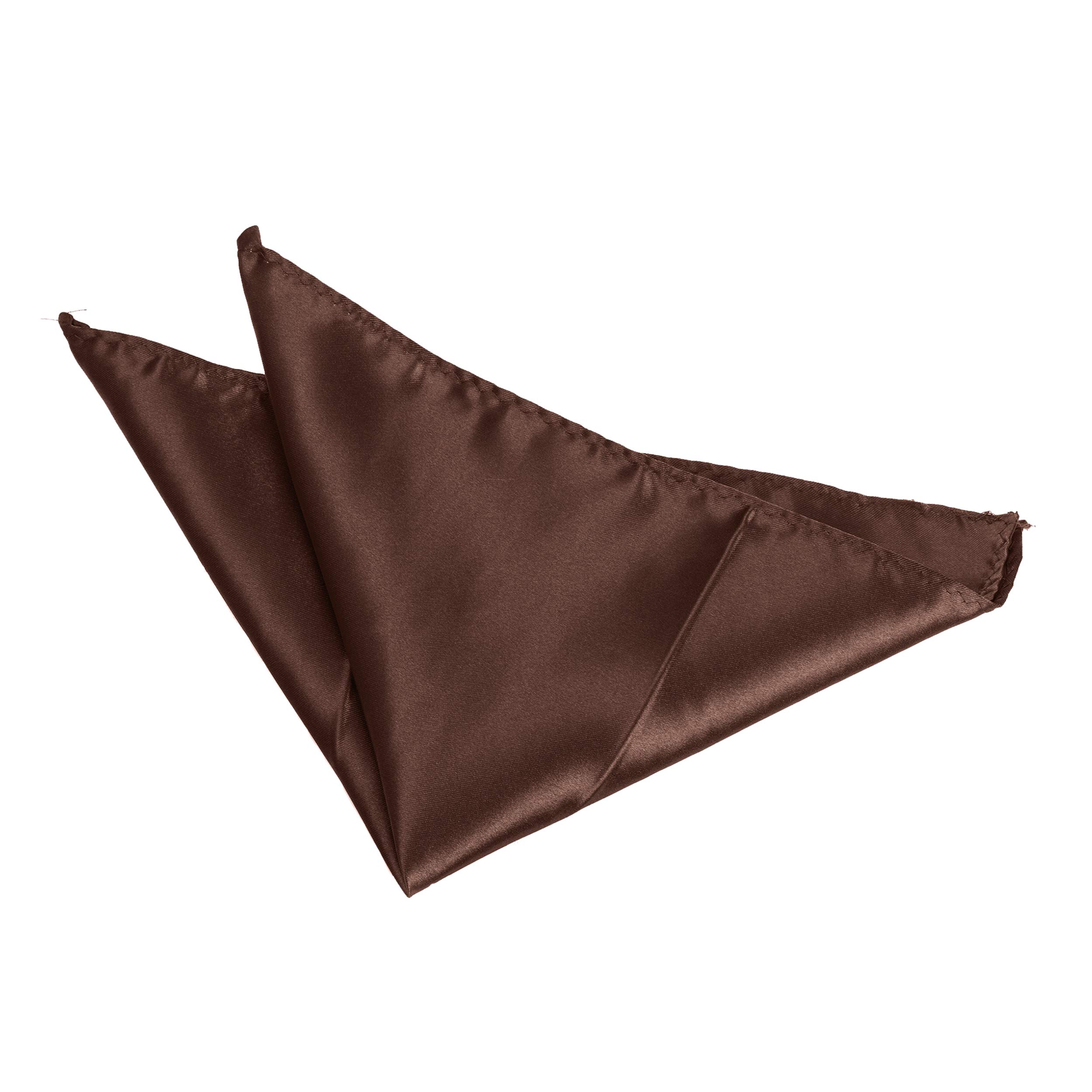 Satin Solid Colour Plain Polyester Pocket Square/Hanky/Handkerchief (Brown)