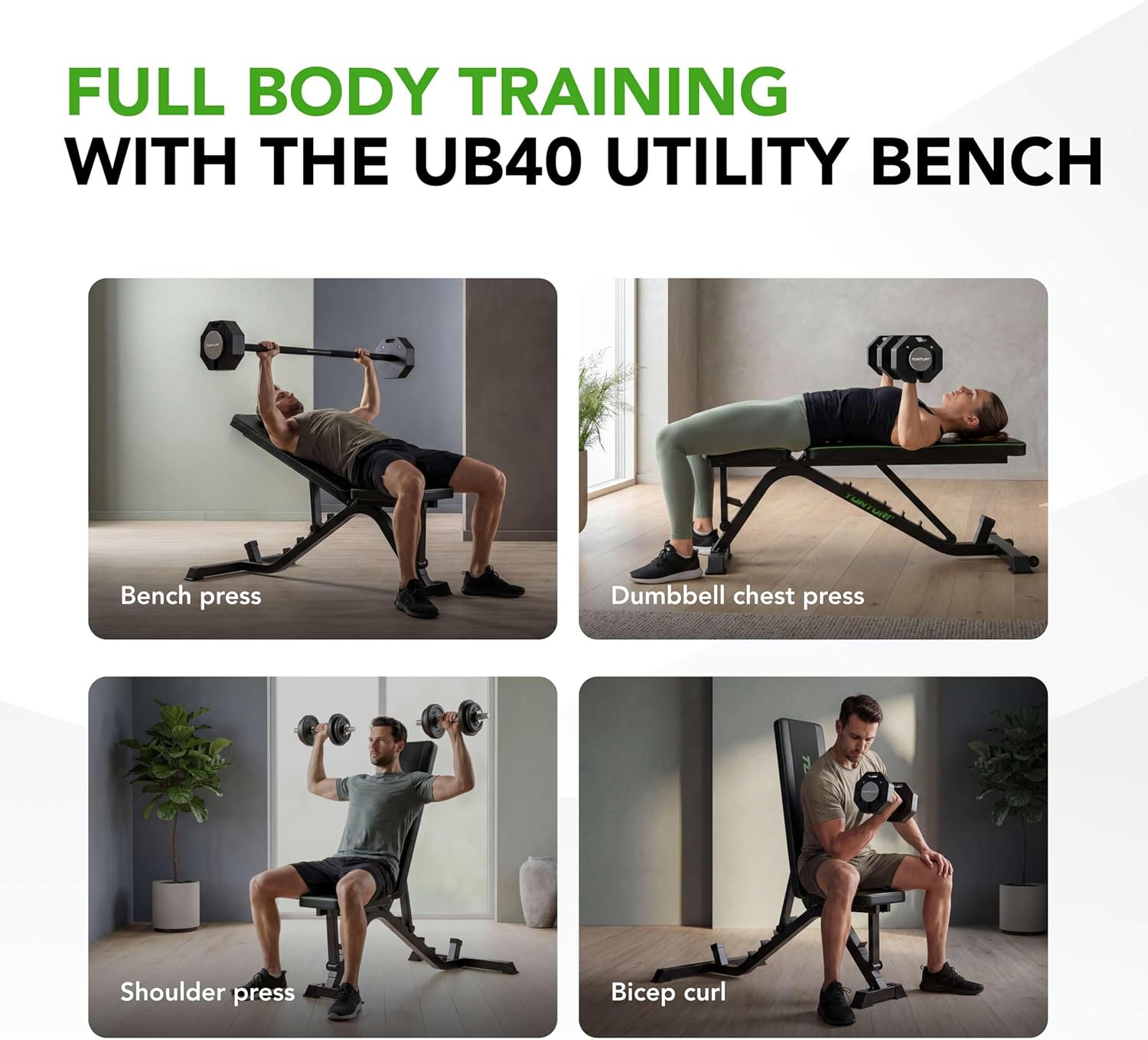 Tunturi Unisex_Adult UB40 Utility Bench Inclined, Black, 1