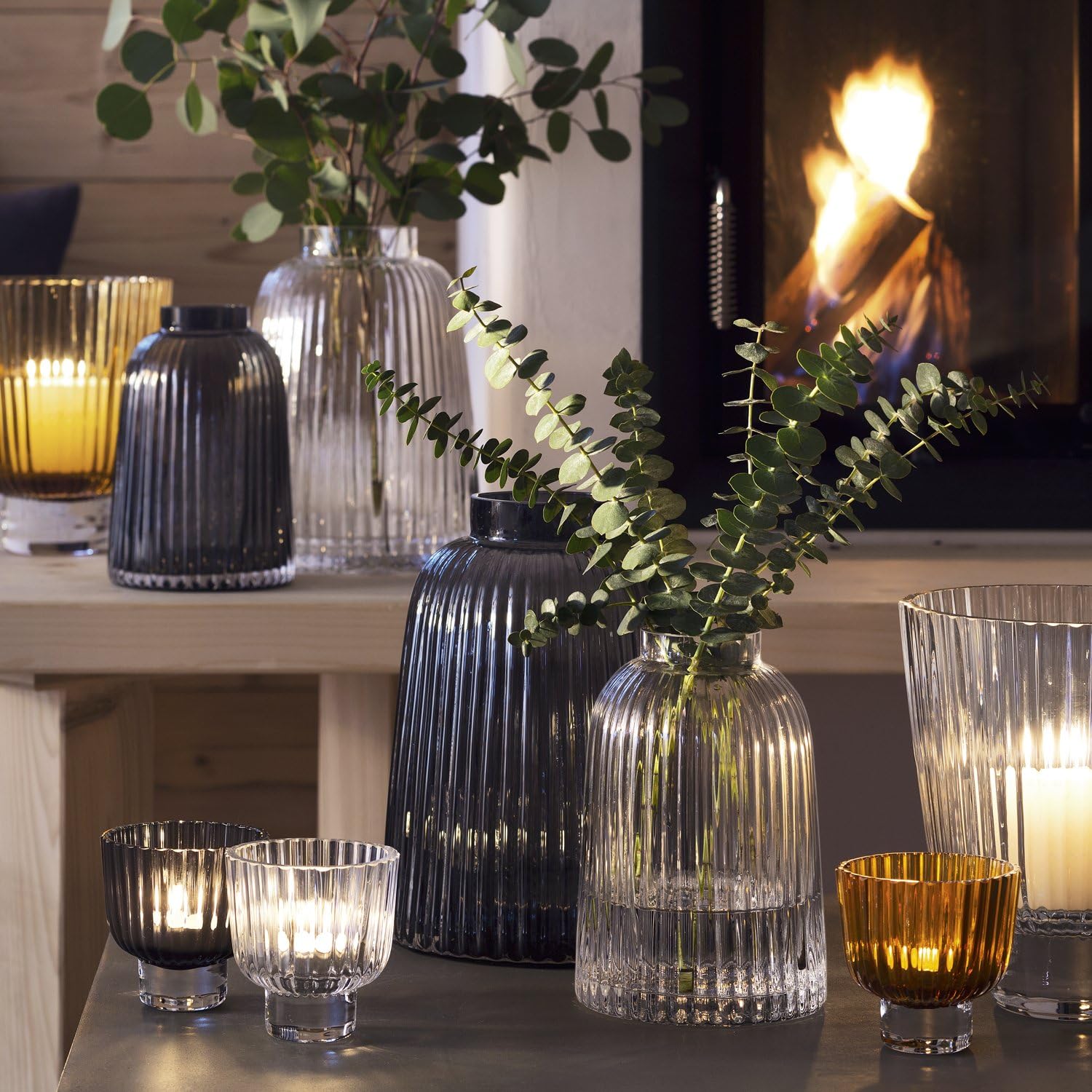 Pleat Vase H10.25in Grey