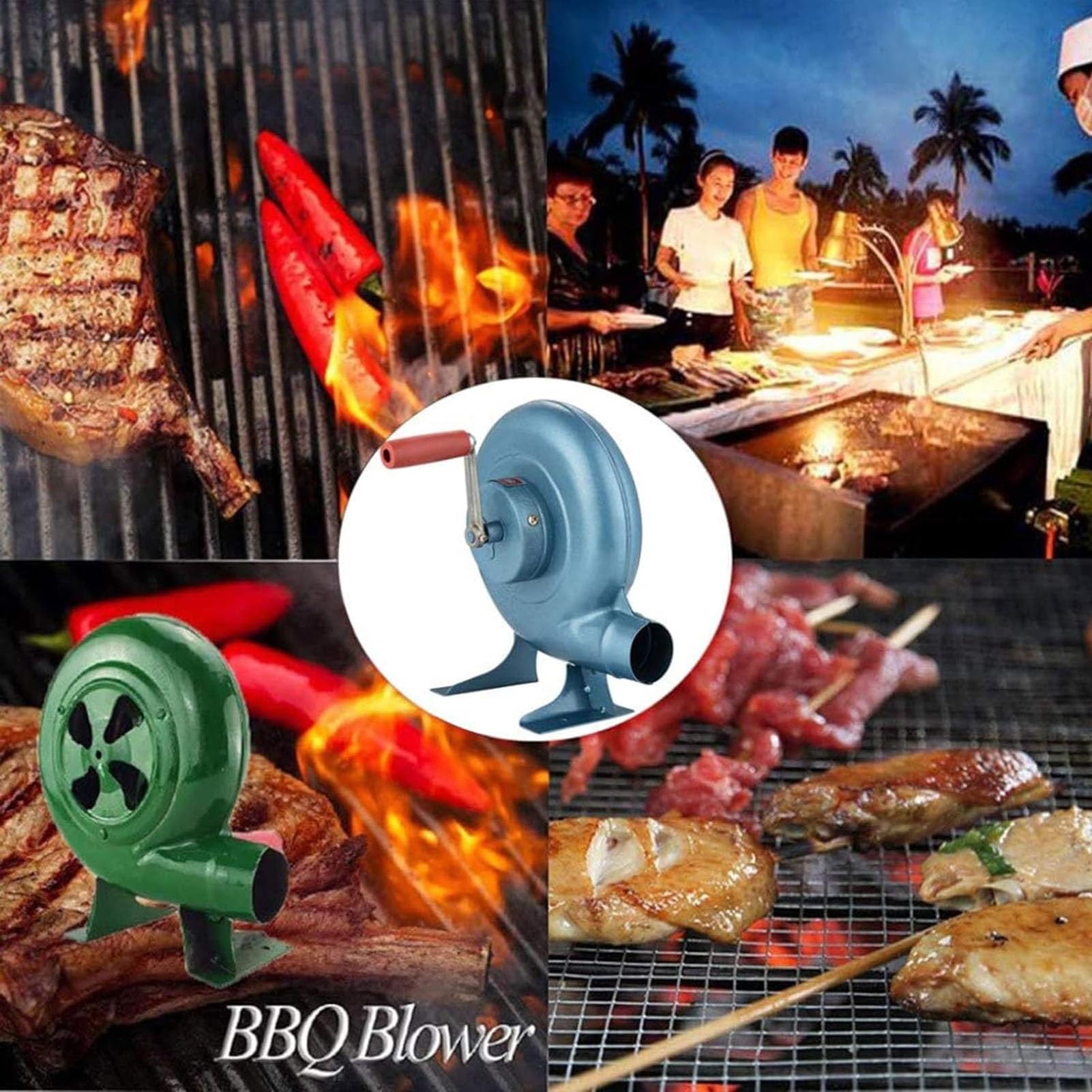 Akcesoria do grilla, ręczna korba Blacksmith Forge Blower - Iron Gear Popcorn Fan Manual Fan, ręczny wentylator do grilla na zewnątrz, przenośny ręczny miech z korbą, zap
