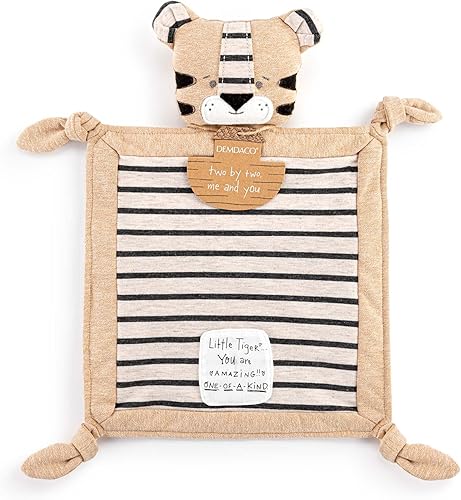 Miniatura 5 de DEMDACO Manta de peluche de Noah's Ark Two by Two Tan and Black de 13 x 9.5 pulgadas, diseño de tigre