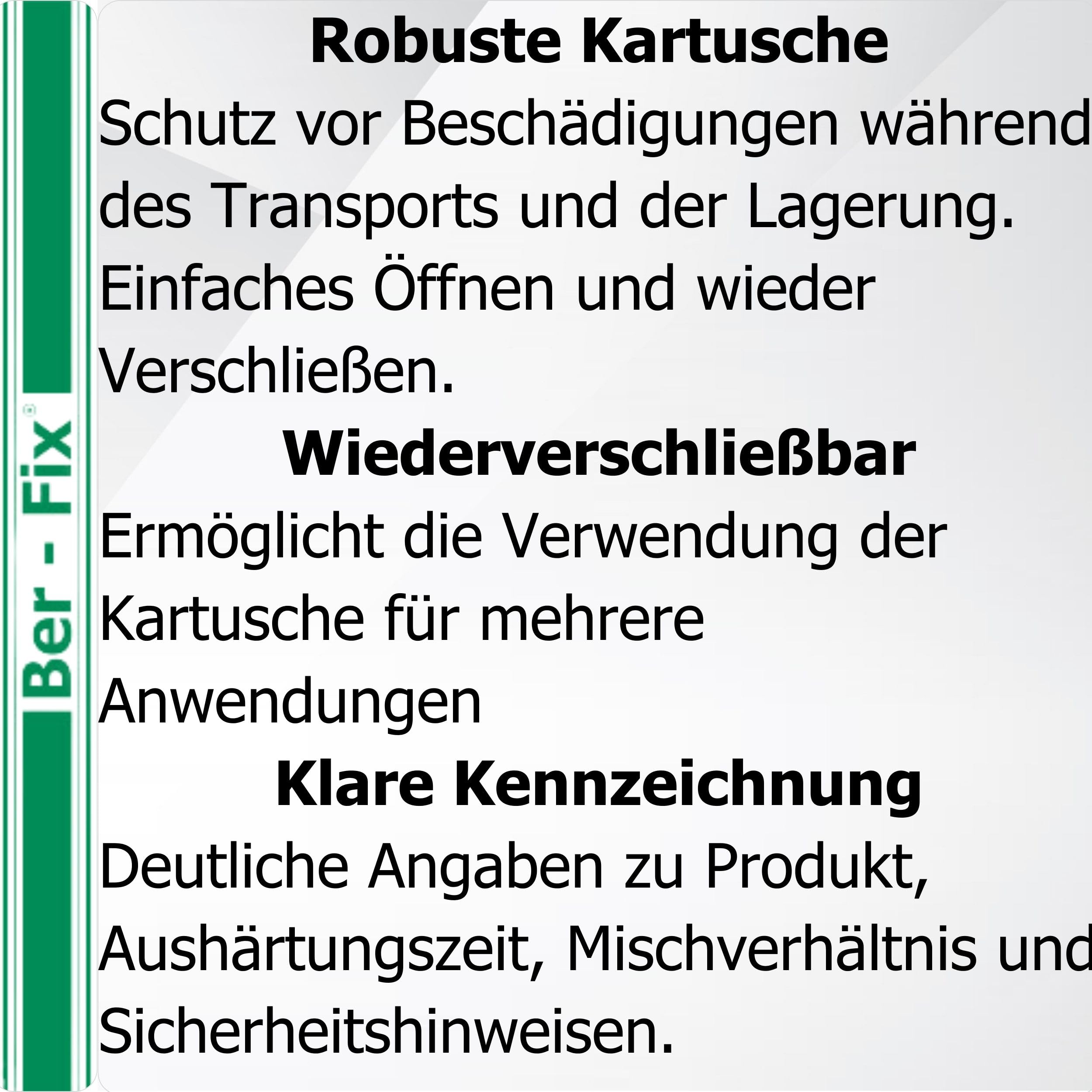 Ber-Fix® 2K Epoxidkleber 5 Min – Vorratspack (6x50g) | mit Dosierpistole; 2K-System für Spaltfüllung und feste Reparaturen; Aushärtung 5 Minuten; Inhalt: 6x50g