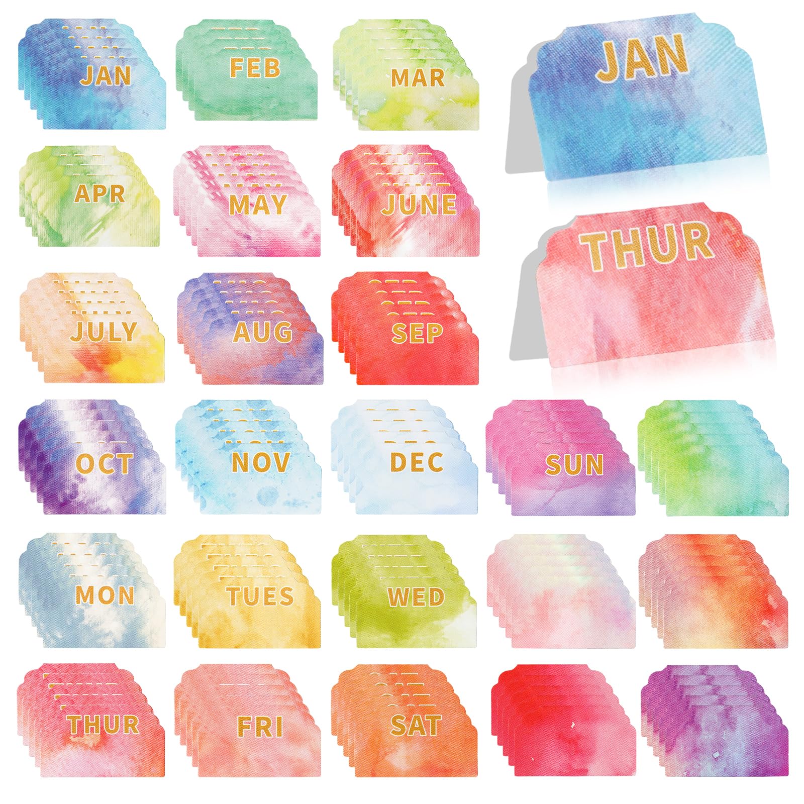 NEWEST 120 Pieces Monthly Tabs, Adhesive Month Tabs for Planner Colorful Monthly Weekly Tabs Calendar Stickers Decorative Index Tab for Planners Journal Notebook Office School Supplies