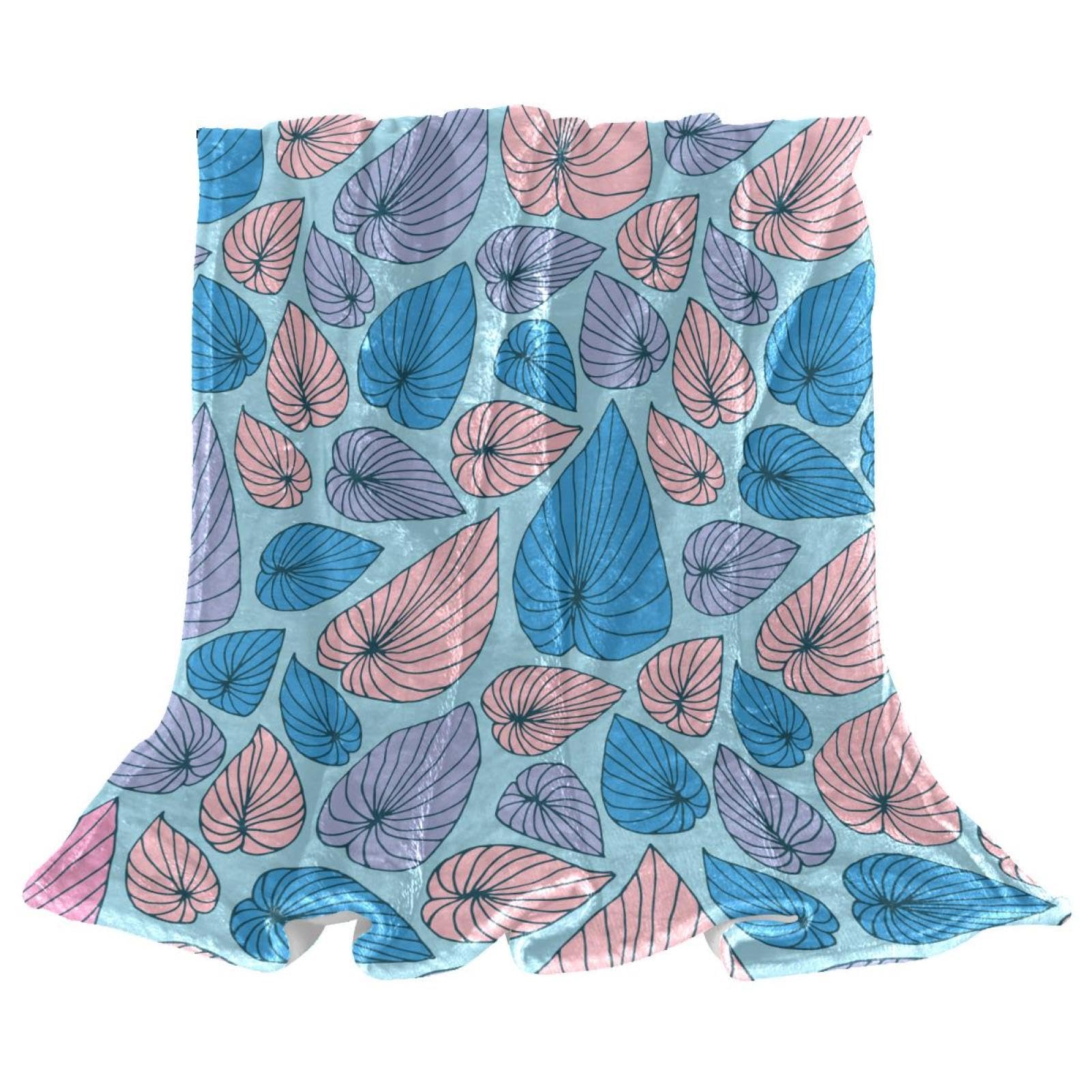 Couverture Polaire Feuilles Douce et Chaude 150x200cm Spéciale Lit