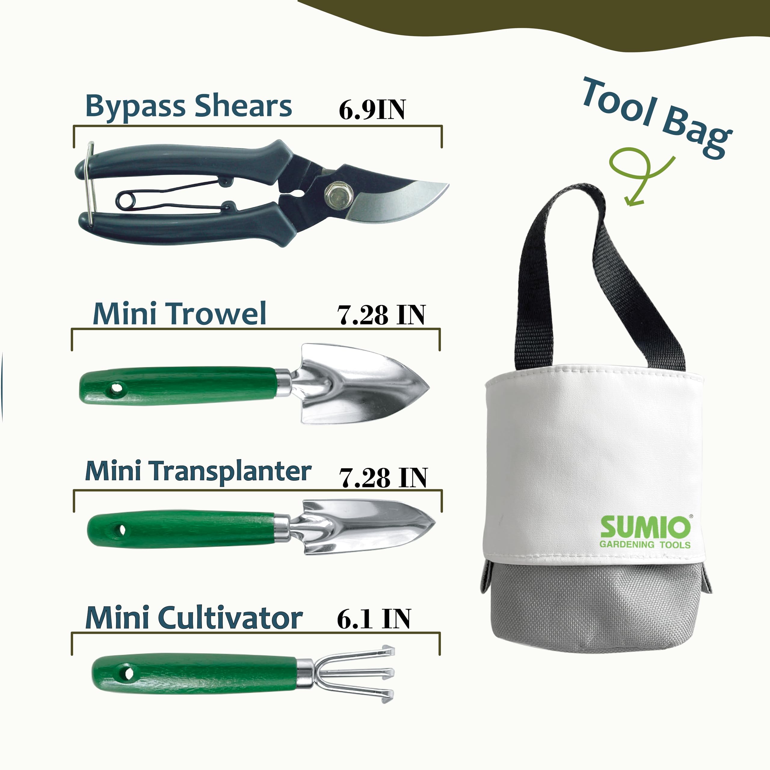SUMIO Mini kit de herramientas de jardín, juego de herramientas de escritorio para plantas de interior, juego de herramientas de jardín portátil, kit de herramientas para suculentas, juego de