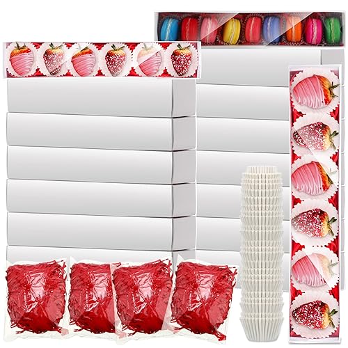 Cholemy 40 Sets Valentine Chocolate Strawberries Boxes with Clear Window