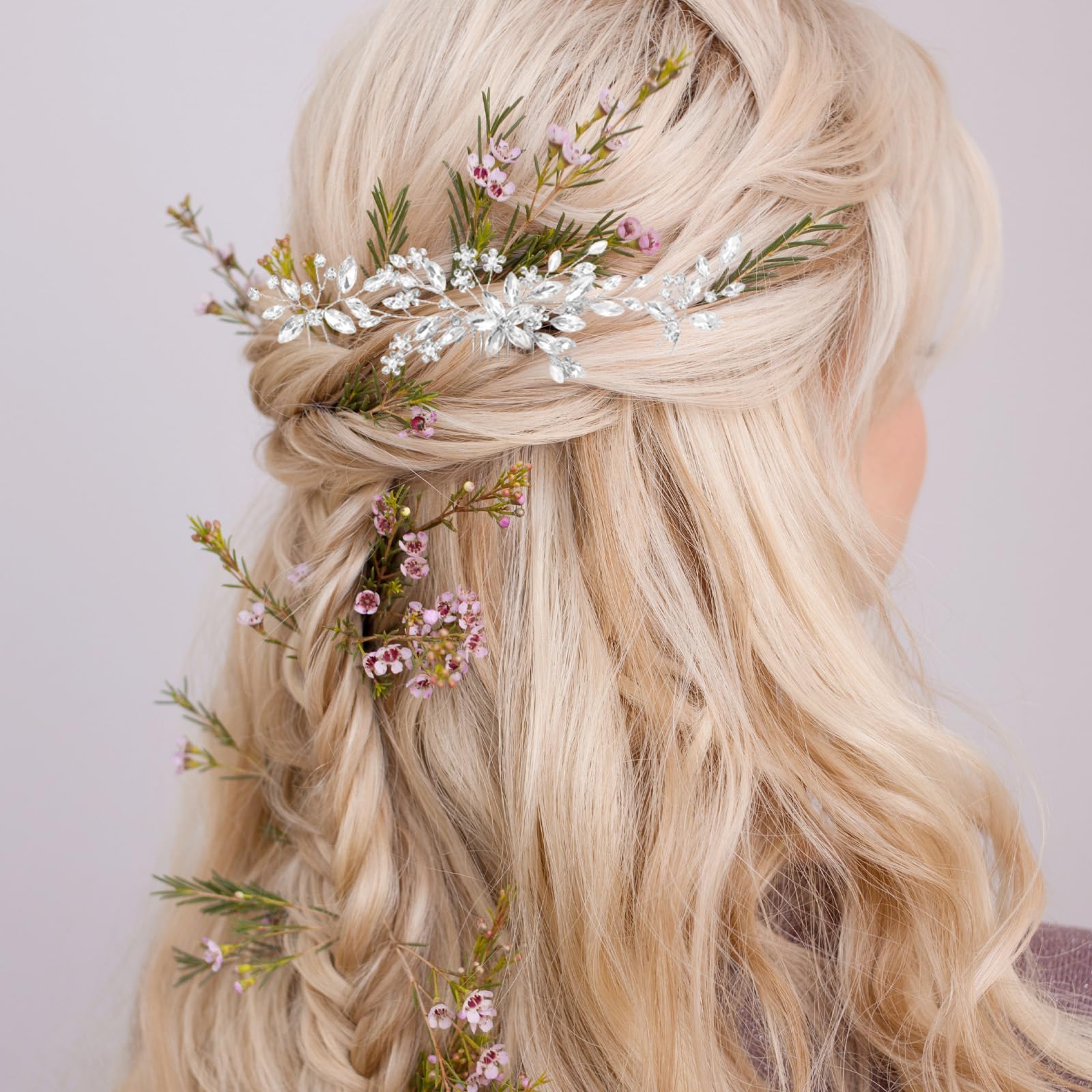 10 pezzi di fermaglio per capelli in cristallo argentato, accessori per capelli da sposa per donne, accessori con strass, decorazioni, spille decorative, adatte per spose e damigelle d'onore
