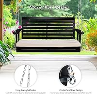 Vista 6 de VINGLI Columpio de Porche Exterior de 4 Pies, Columpios de Patio de Madera Resistente con Capacidad de 880 Libras con Cojines, Banco Colgante