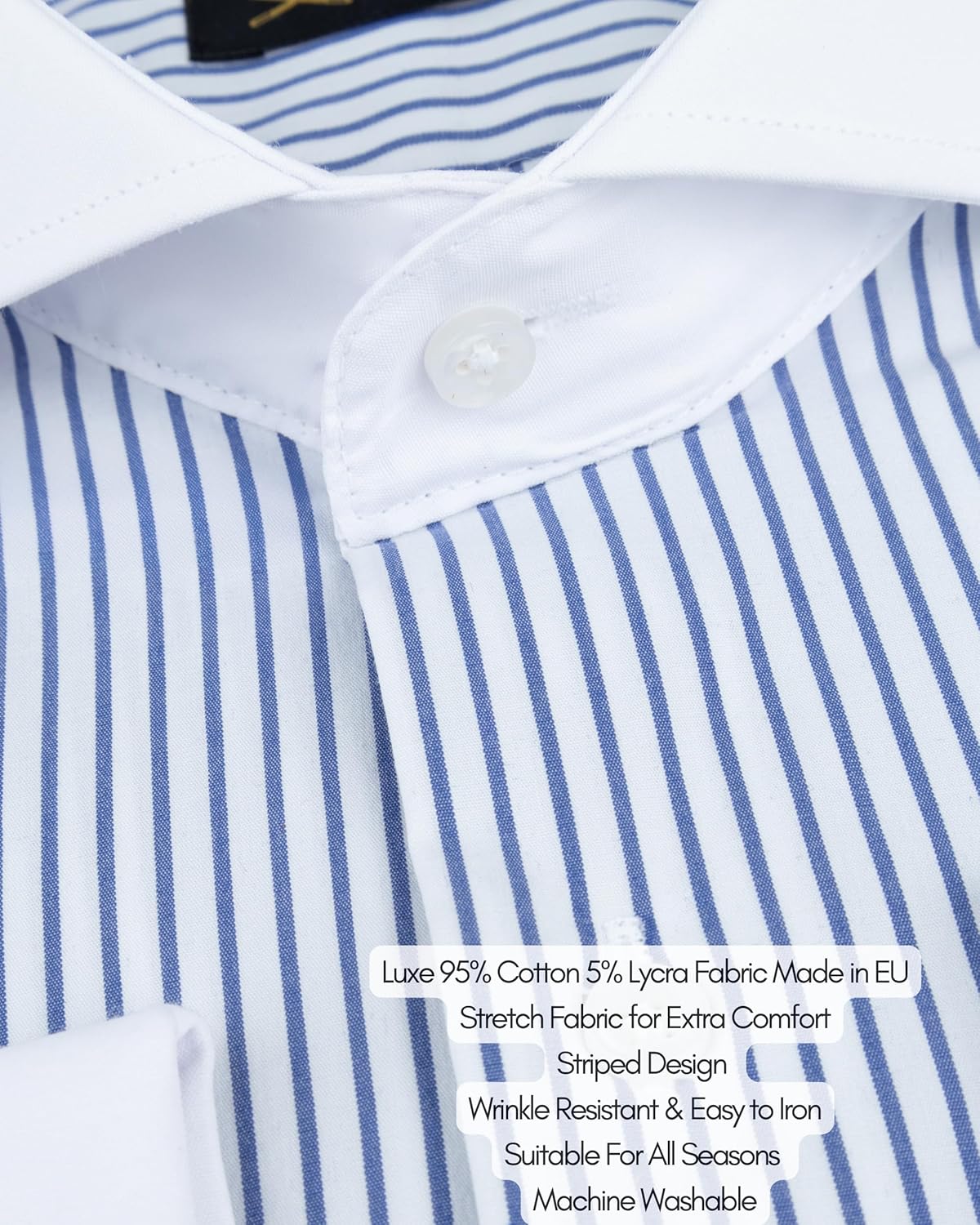Men's French Cuff Dress Shirts with Cutaway Collar | Cufflinks Included | Luxe Long Sleeve Button-Up Shirt for Men - Image 2