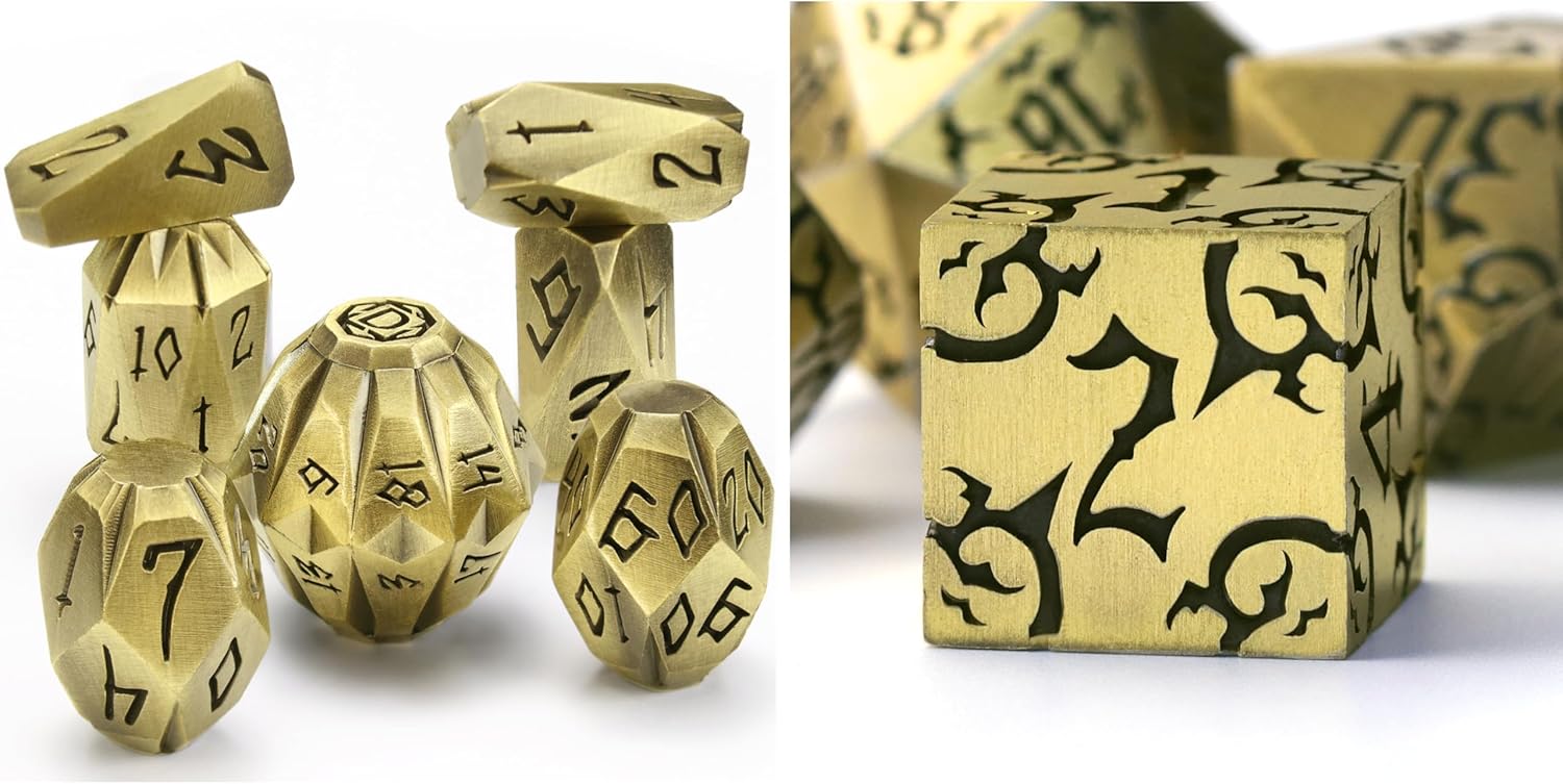 Bronze Stonehenge DND Dice Set & Bat Dice Set — for D and D TTRPGS Dice Set