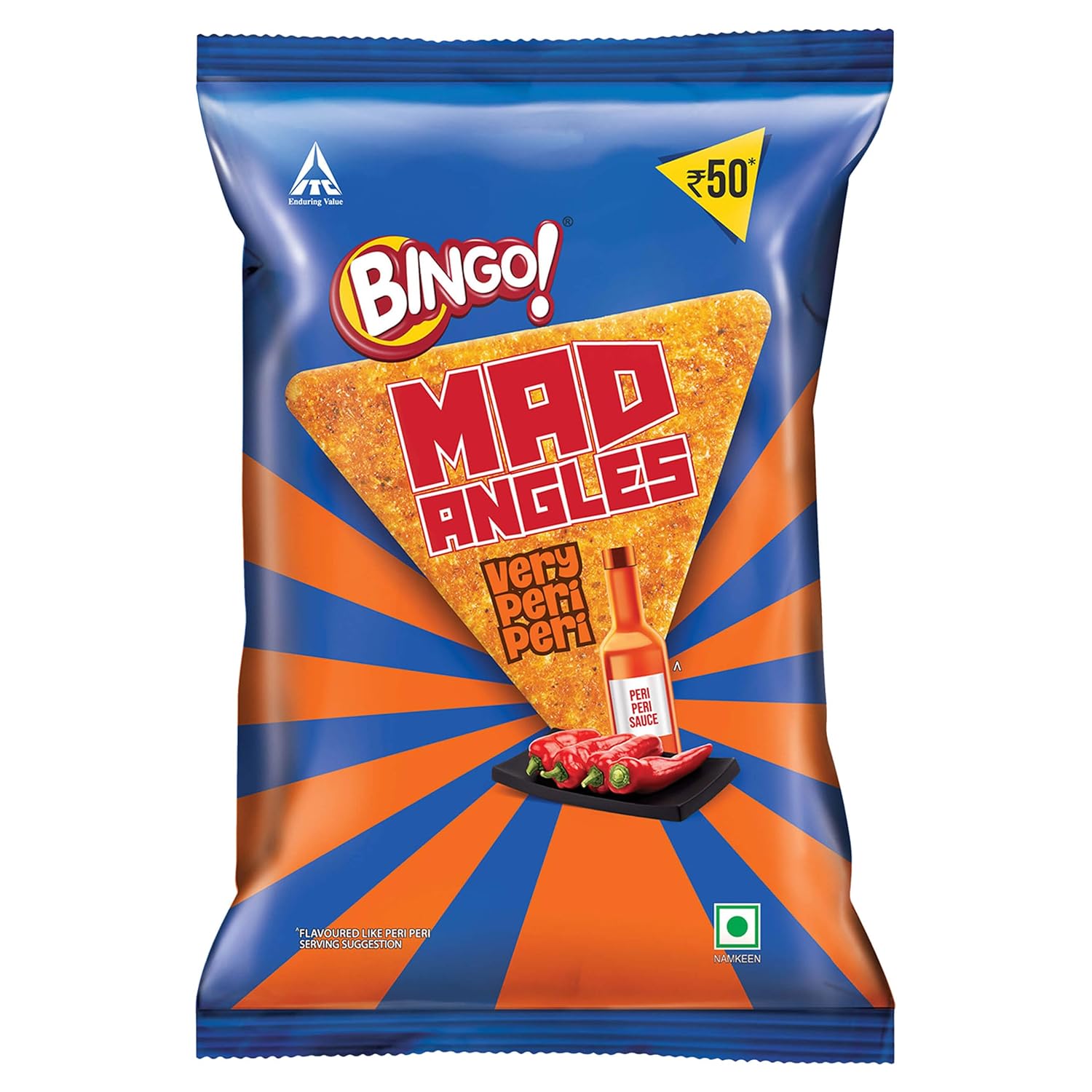 Bingo Mad Angles Very Peri Peri Spicy & Crunchy CornBased Triangle