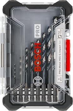 Bosch Drill Set Drill Set Impact Impact Control HSS, 8-piece Set Bohrmaschienen, 1 HSS Drill Bit Each For Spiral Drill Bit Set Diameter 2, 3, 4, 5, 6, 7, 8, 10 mm, 1 Box