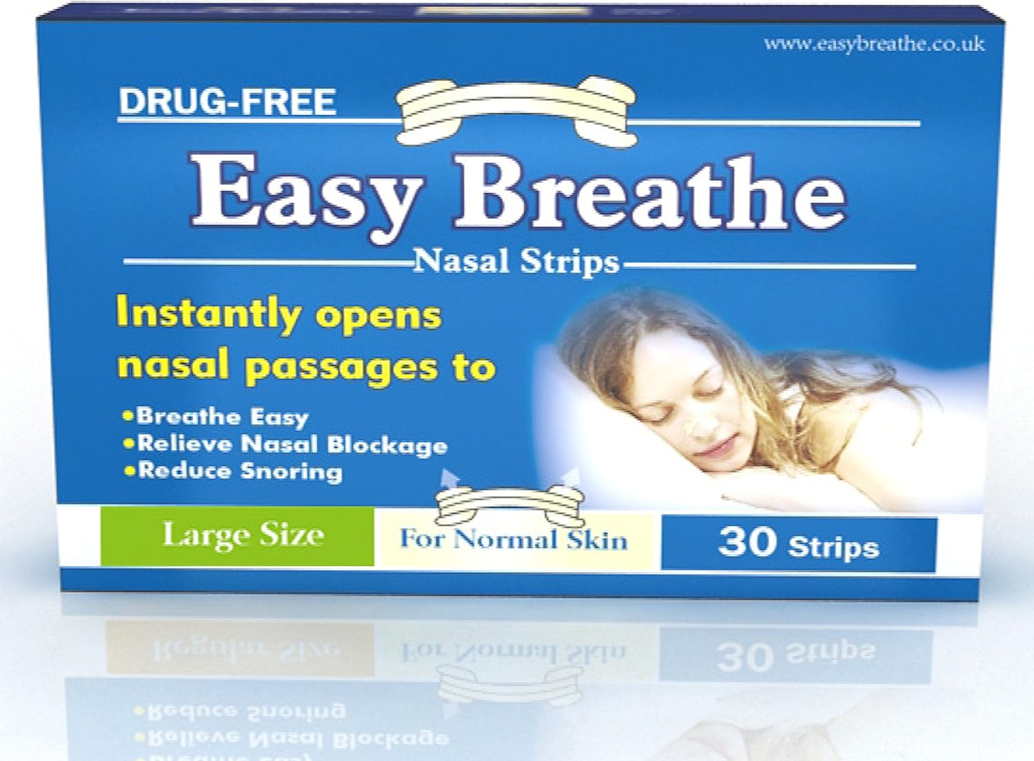 Easy Breathe Natural Nasal Strips Large Size ** Drug Free** Reduce Snoring