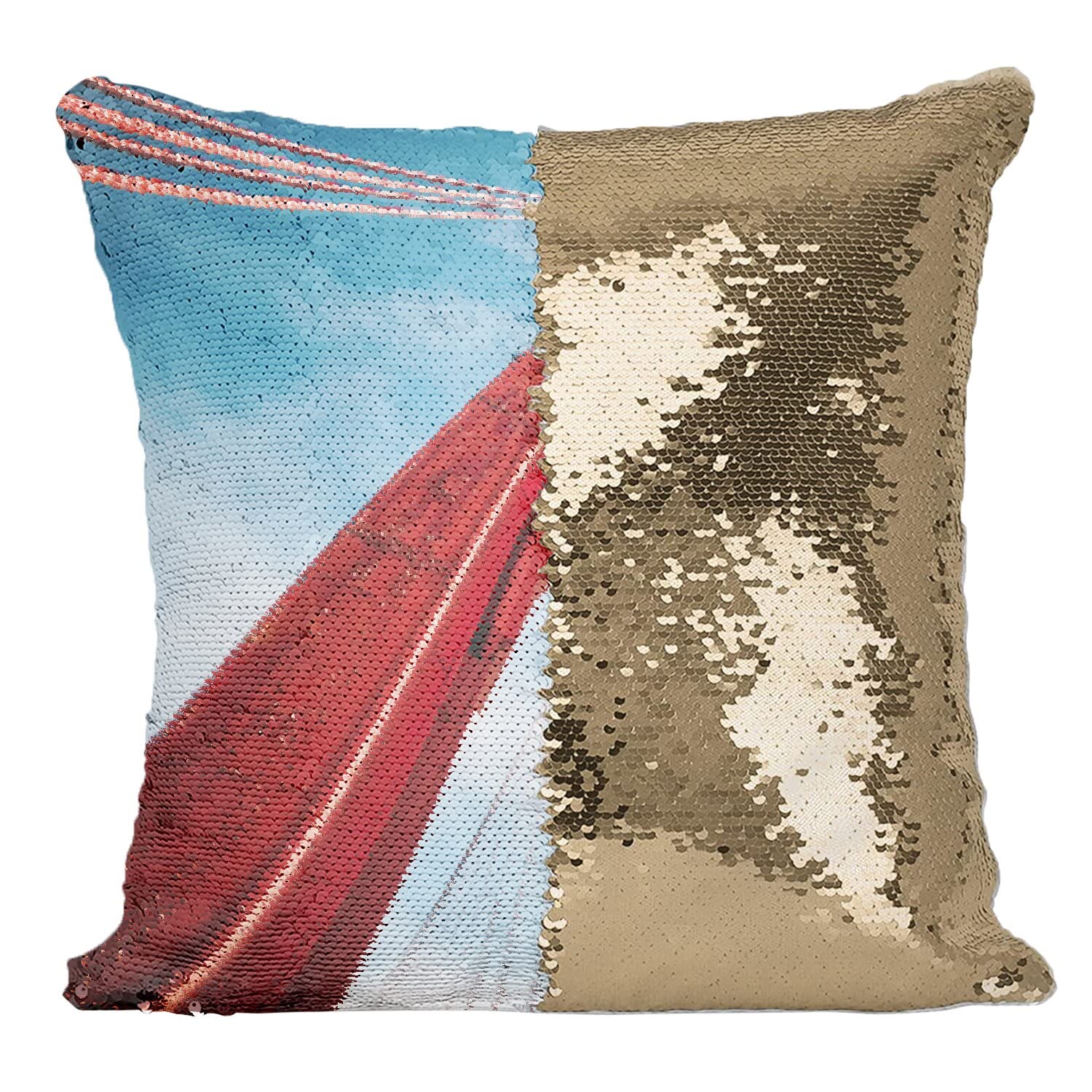 Coussin Sequin Doré Golden Gate Rouge Paillettes Déco Californie