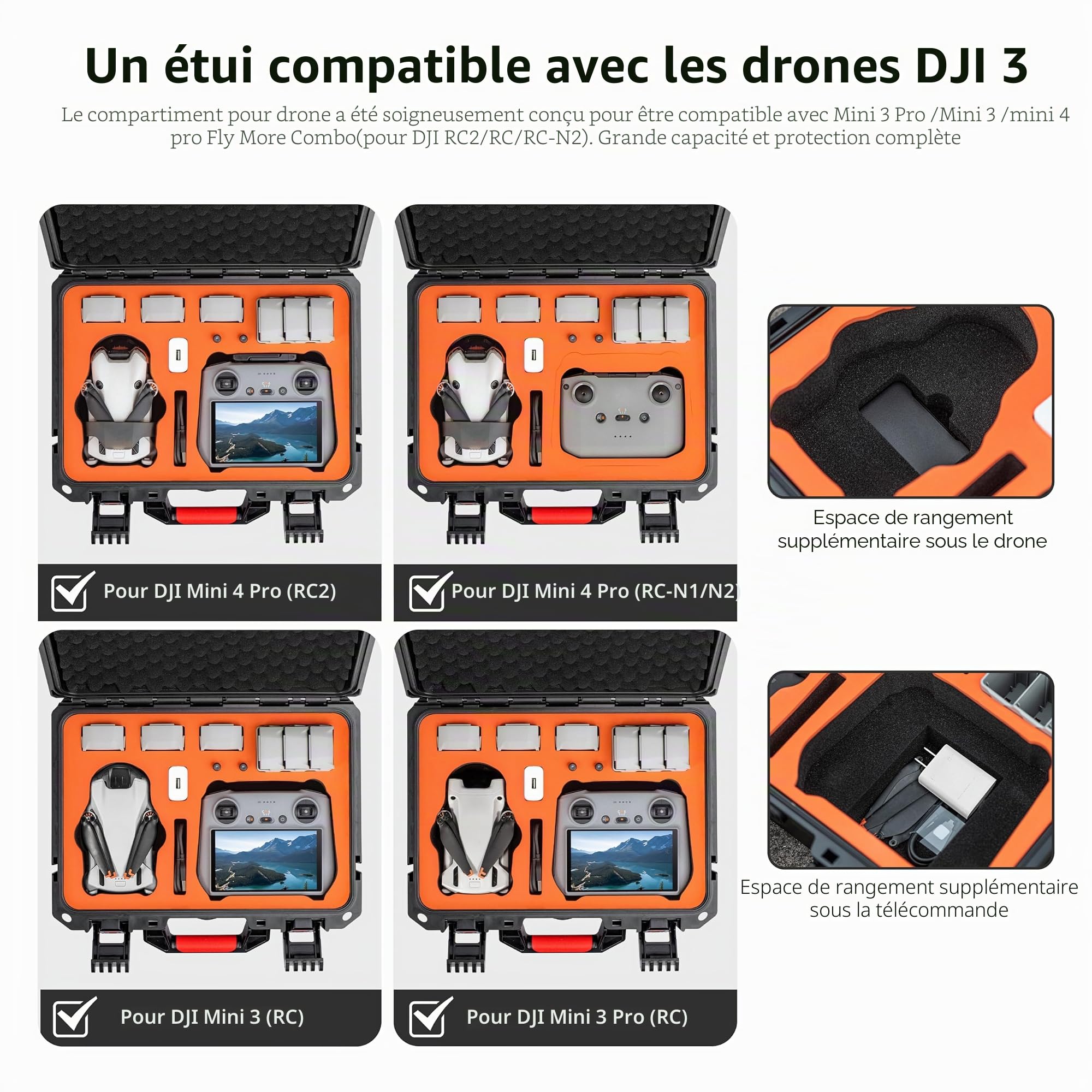 STARTRC Étui Rigide Mini 4 Pro Imperméable Étui de Transport pour DJI Mini 4 Pro Fly More Combo